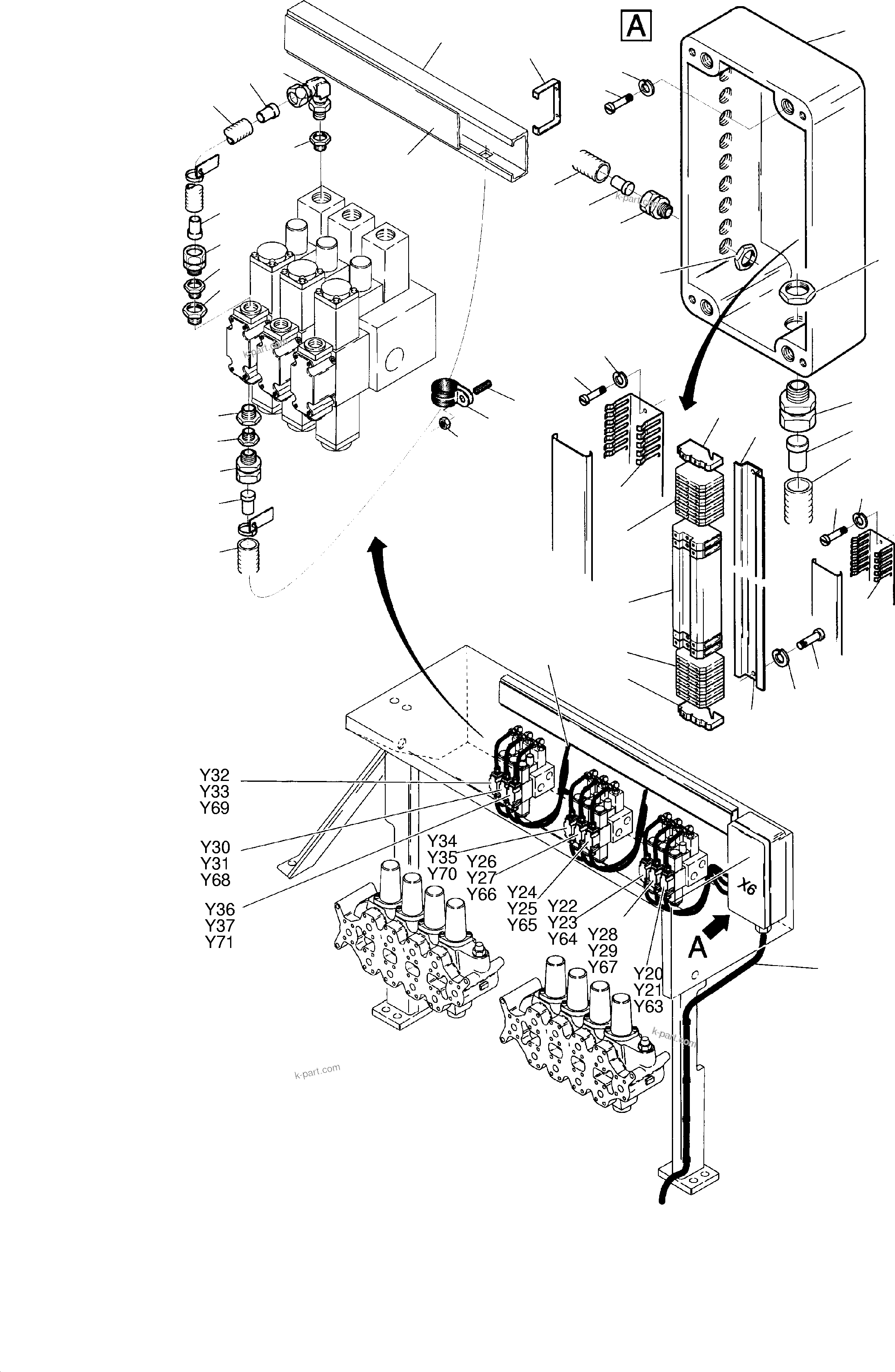 Komatsu parts book diagram for H285S S/N 78129: CABLES - CONTROL PLATE ASSY.
