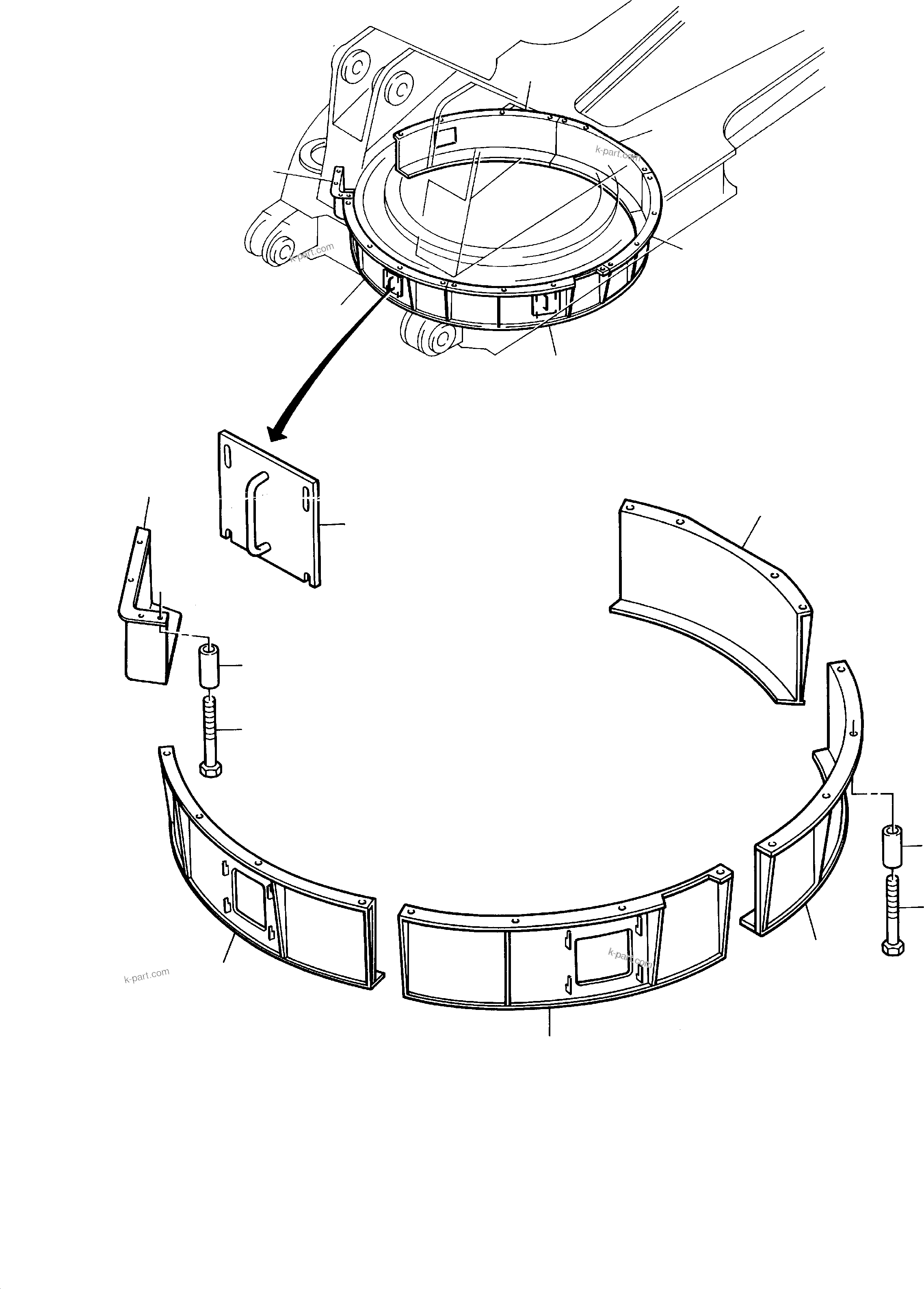 Komatsu parts book diagram for H285S S/N 78129: SLEW RING PROTECTION