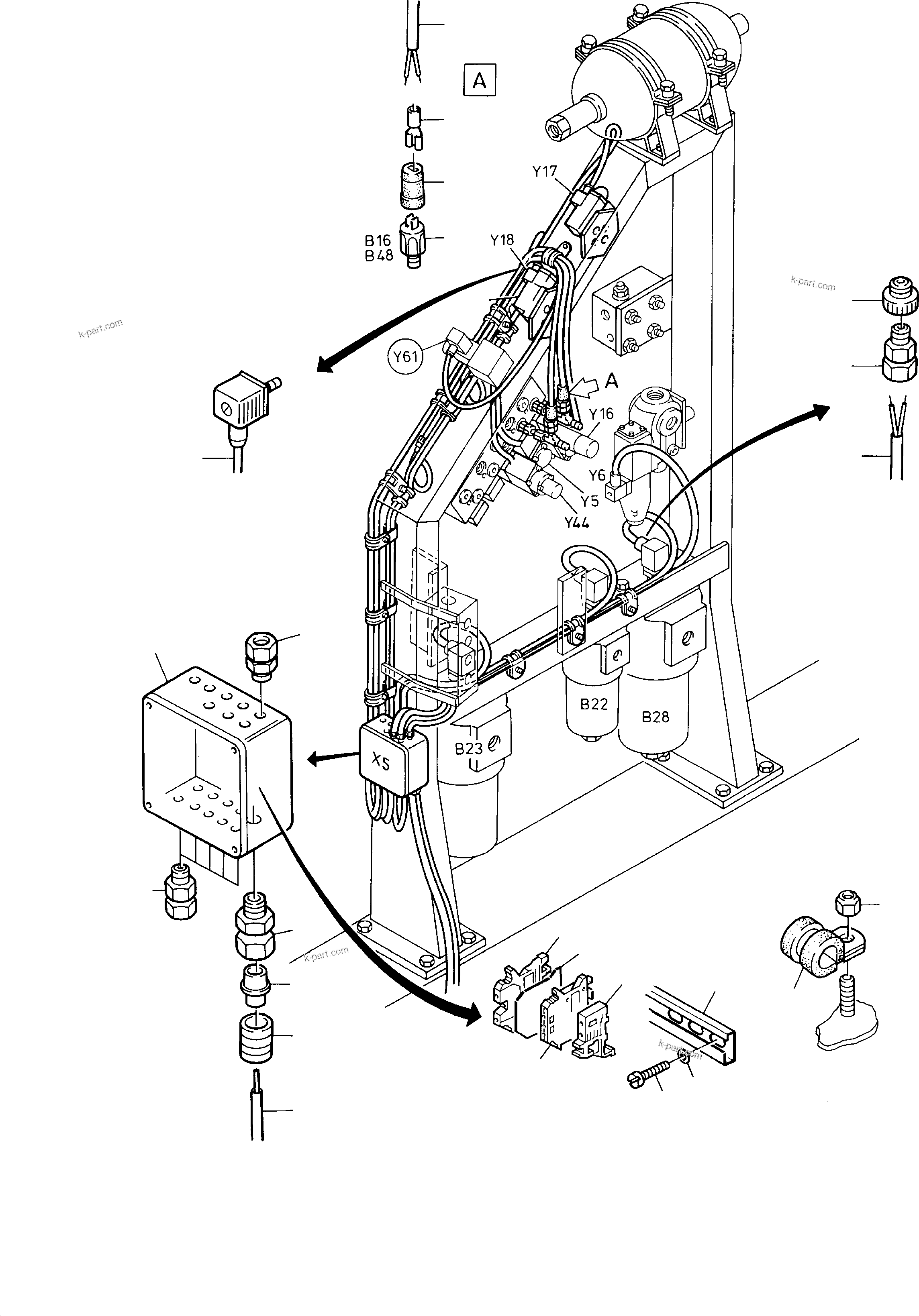 Komatsu parts book diagram for H285S S/N 78129: CABLES - CONTROL FRAME