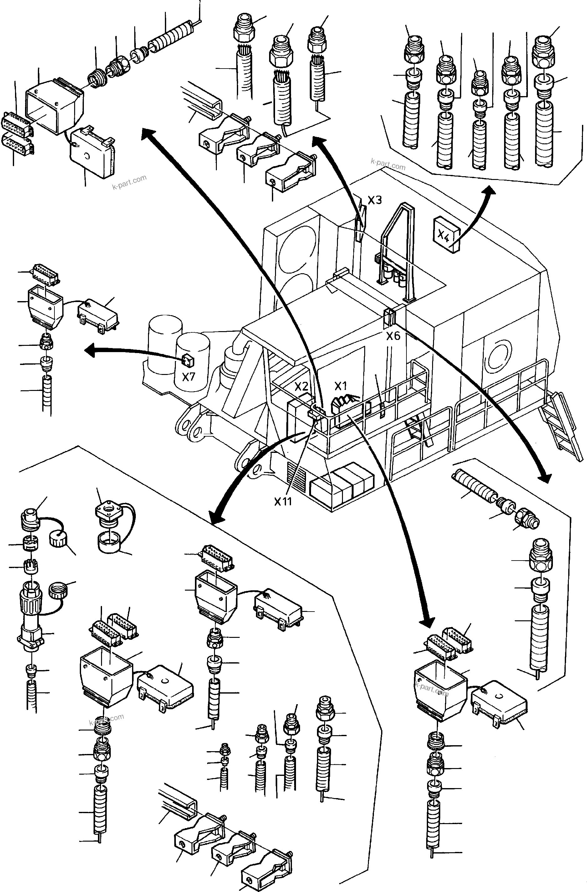 Komatsu parts book diagram for H285S S/N 78129: CABLES SUPERSTRUCTURE