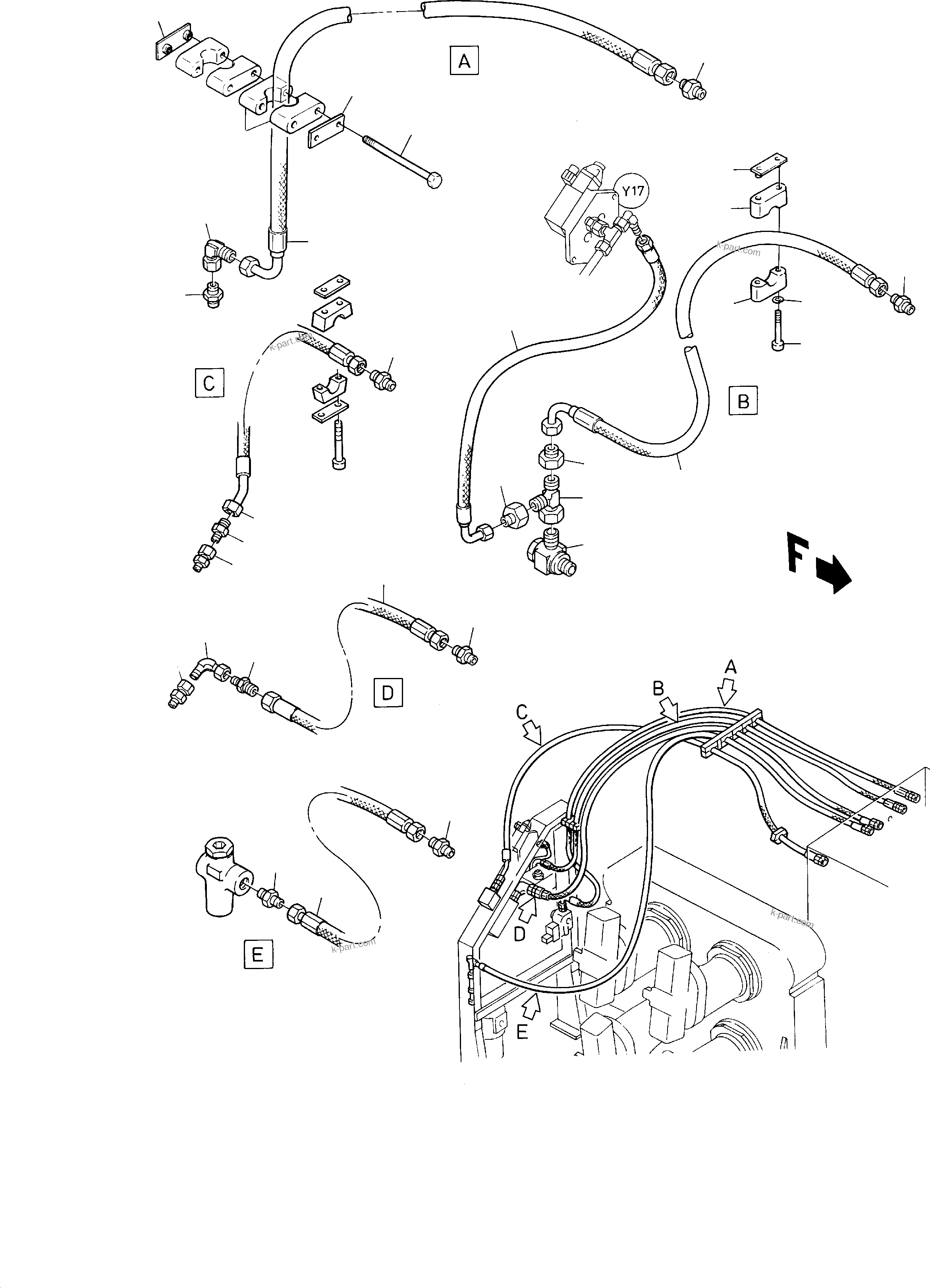 Komatsu parts book diagram for H285S S/N 78129: TANK LINES - CONTROL FRAME