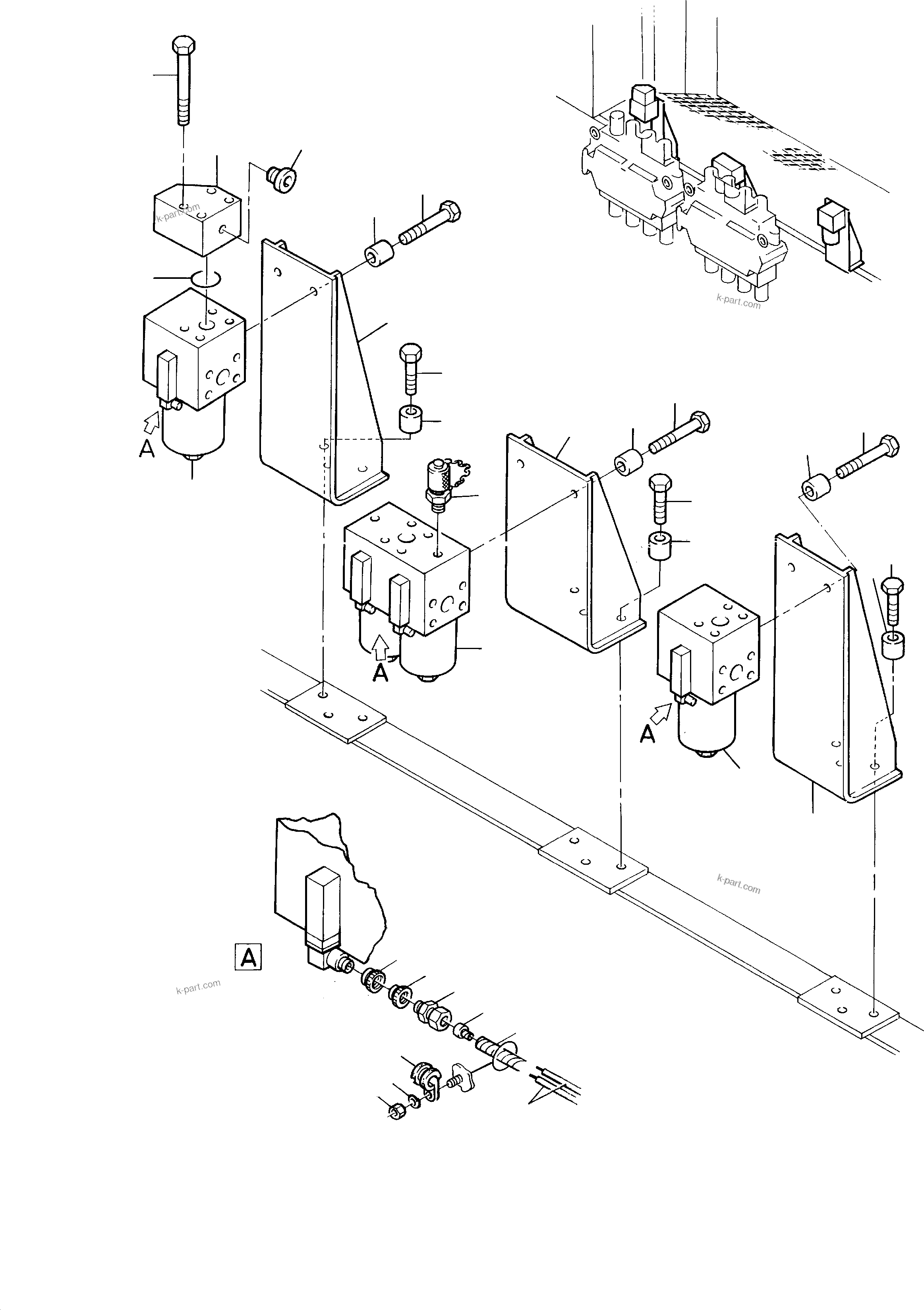 Komatsu parts book diagram for H285S S/N 78129: H.P. FILTER ARRANGEMENT