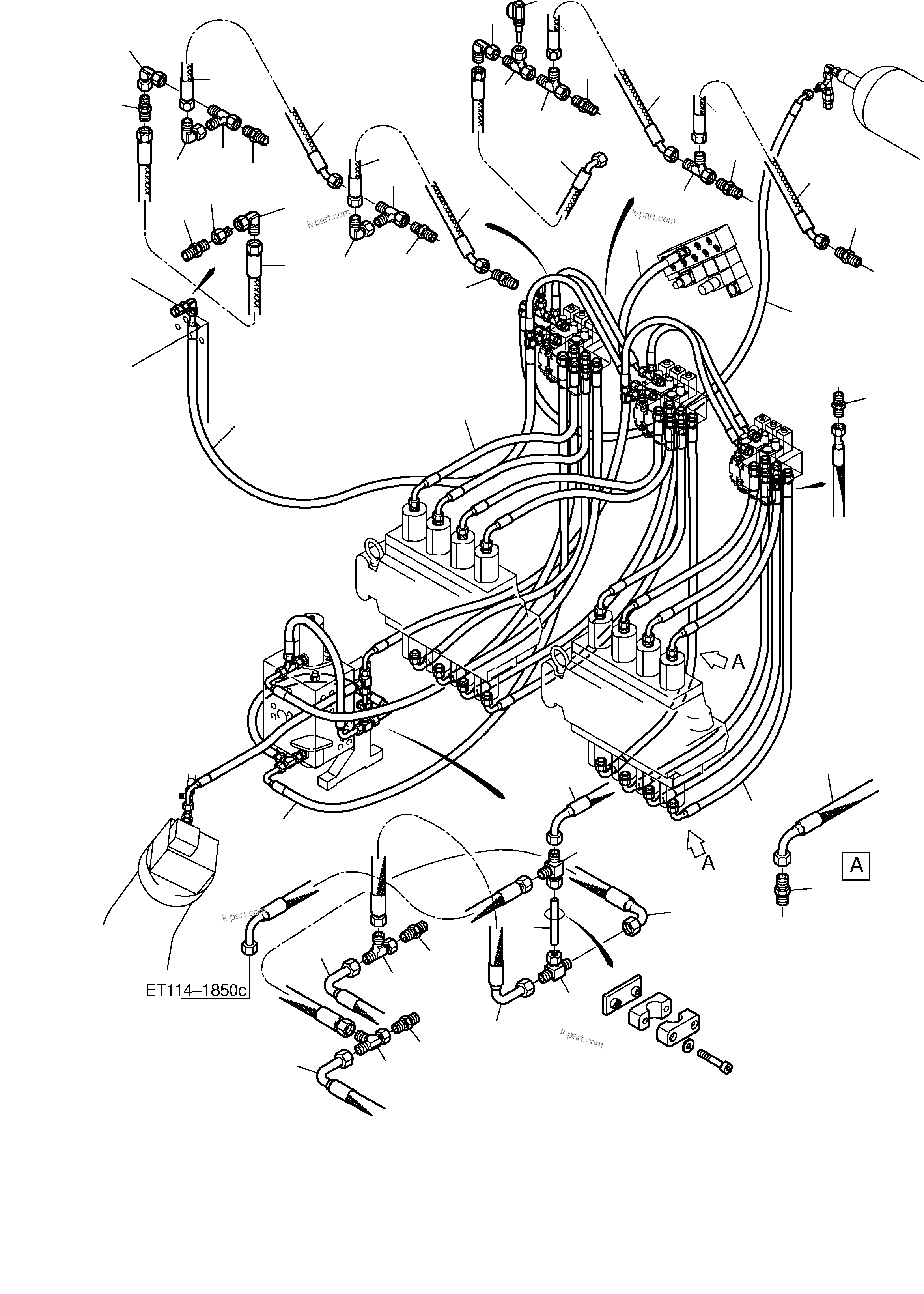 Komatsu parts book diagram for H285S S/N 78129: PIPING - CONTROL PLATE ASSY.