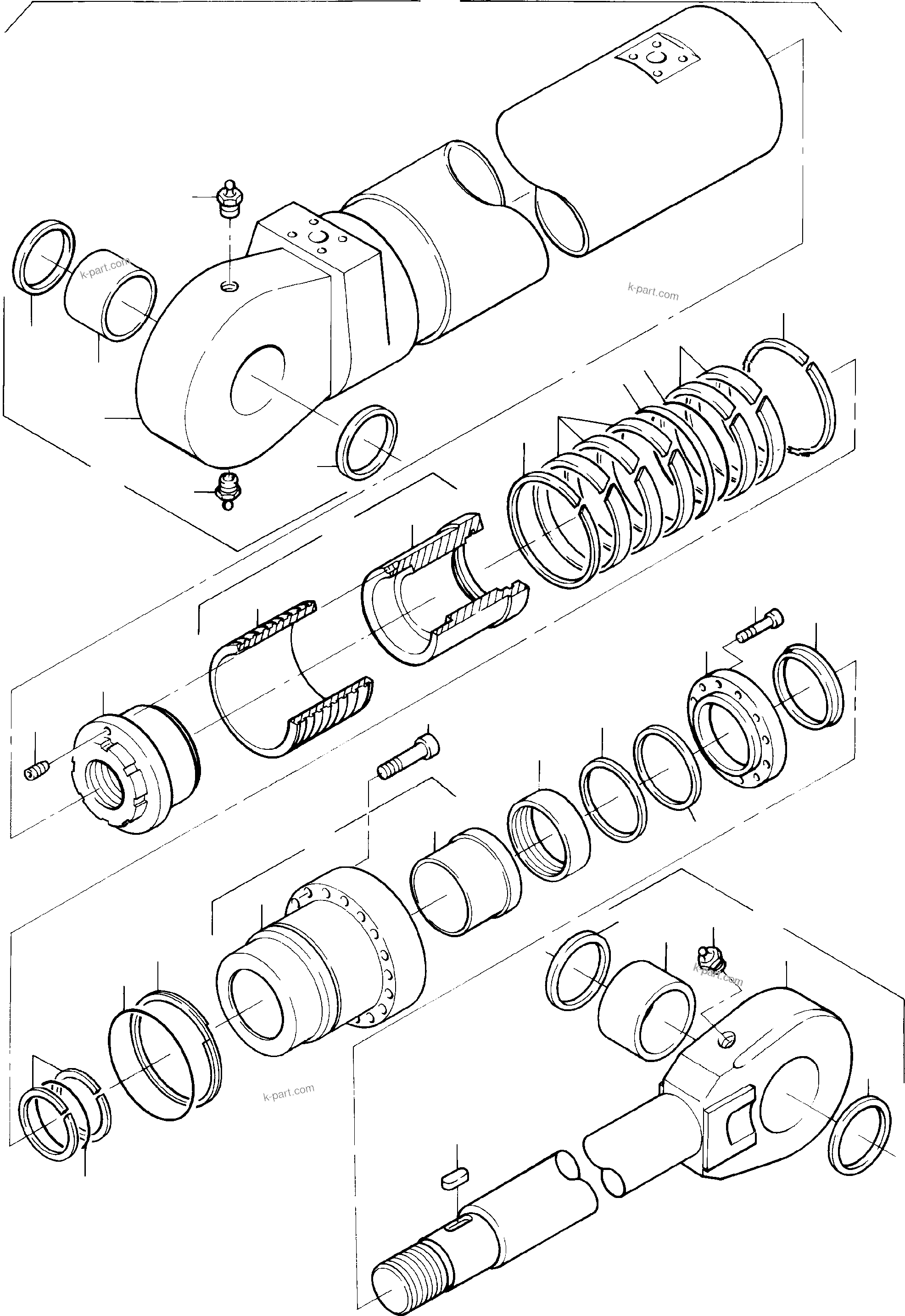 Komatsu parts book diagram for H285S S/N 78129: HYDRAULIC CYLINDER