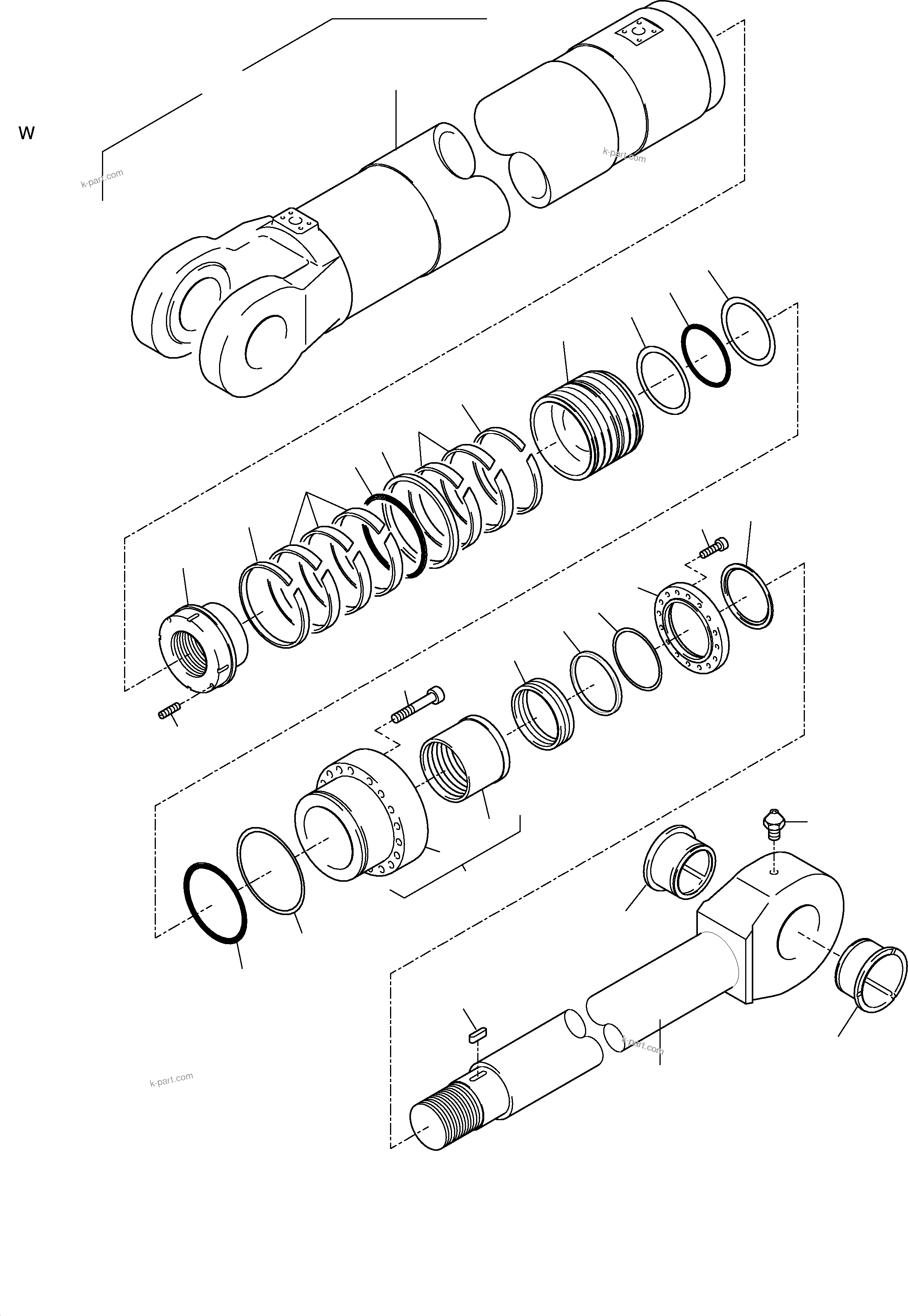 Komatsu parts book diagram for H285S S/N 78129: HYDRAULIC CYLINDER