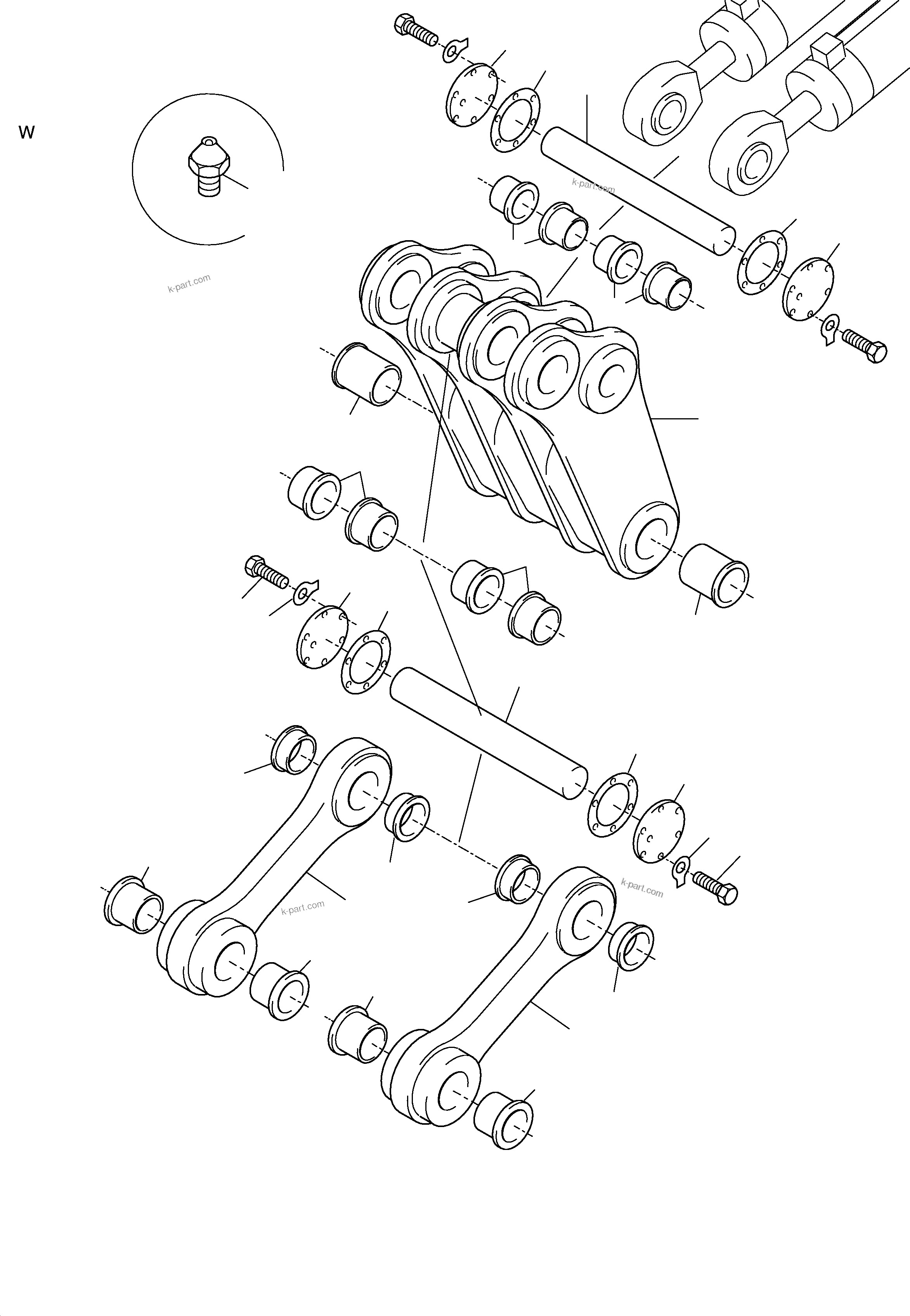 Komatsu parts book diagram for H285S S/N 78129: STEERING AND ROD