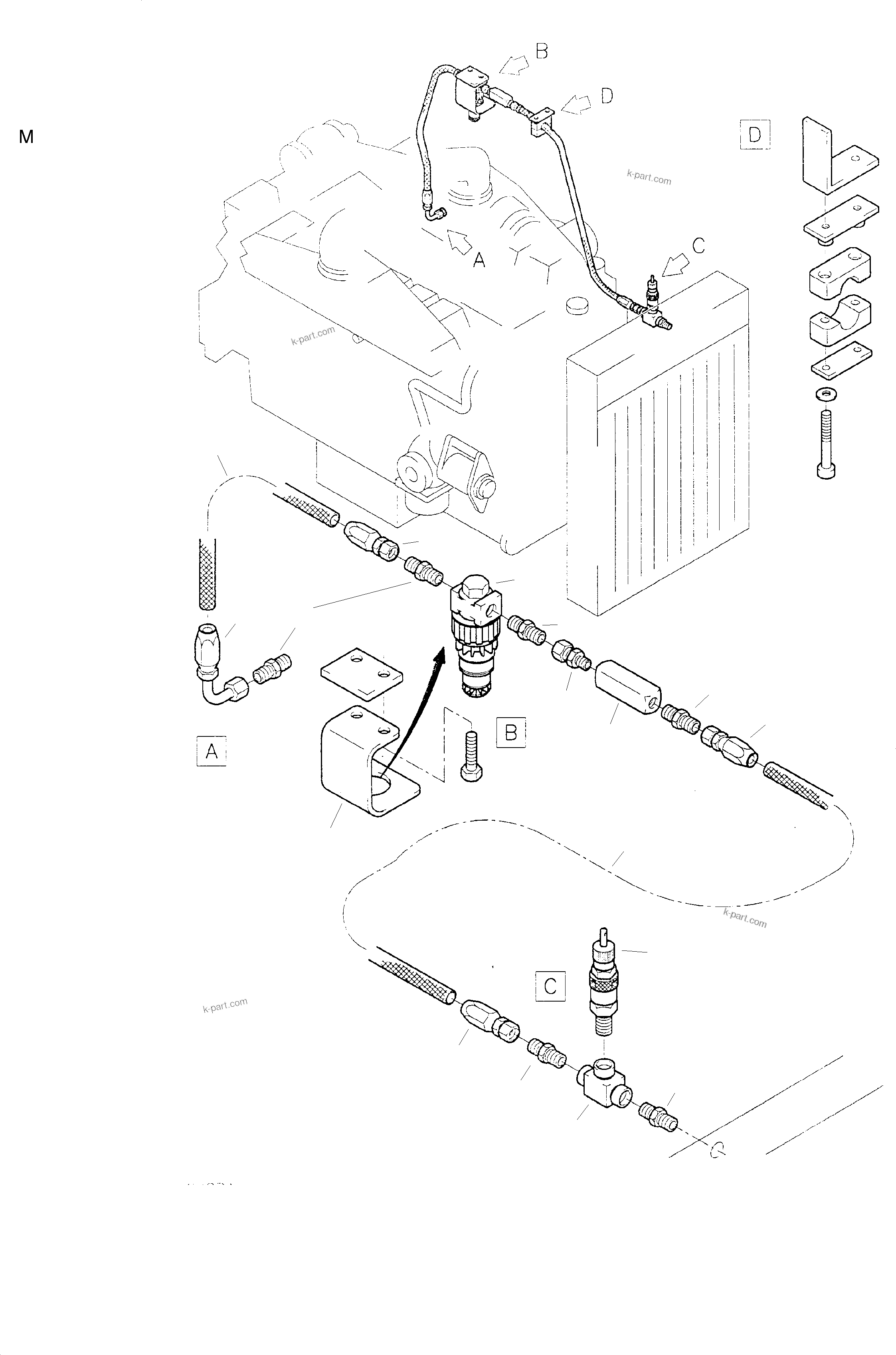 Komatsu parts book diagram for H285S S/N 78129: WATER COOLER PRETENSION