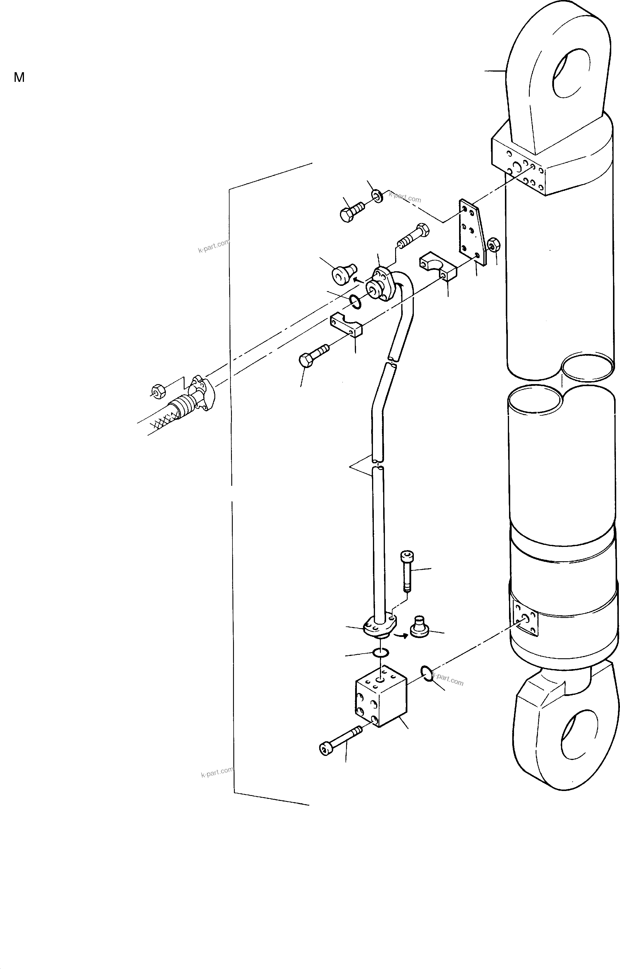 Komatsu parts book diagram for H285S S/N 78129: PIPING - BACKHOE CYLINDER