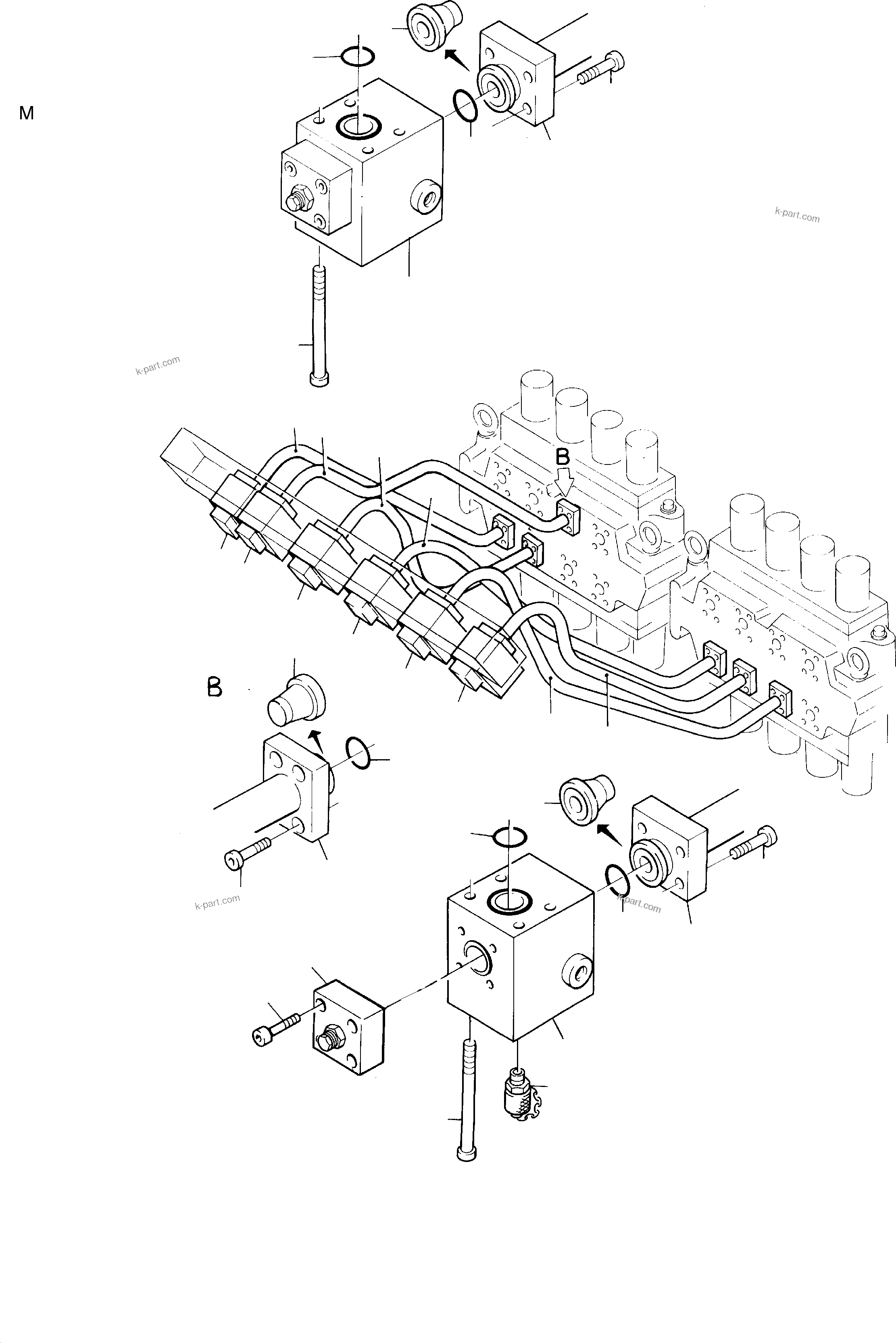 Komatsu parts book diagram for H285S S/N 78129: VALVES, DISTRIBUTOR BLOCK