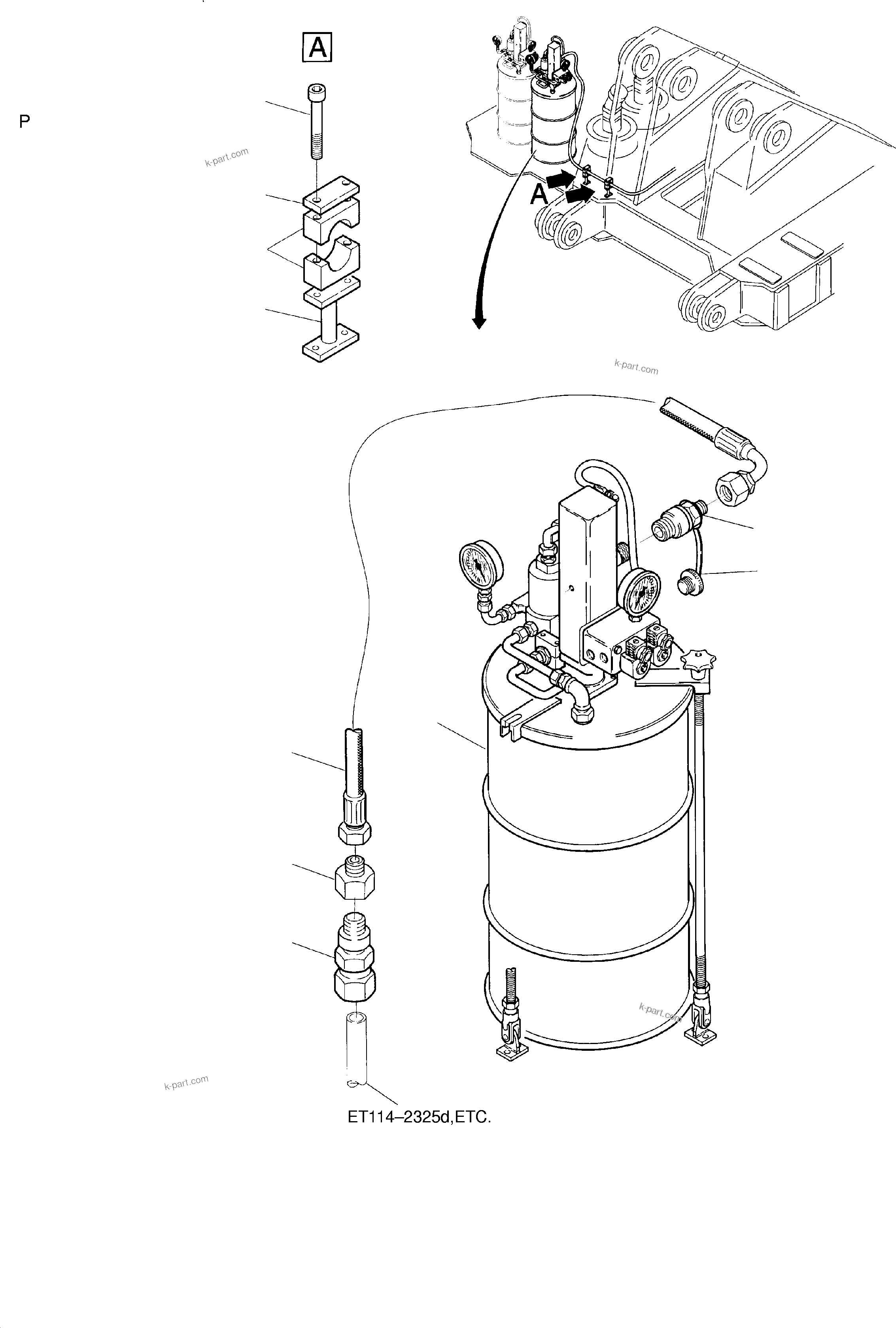 Komatsu parts book diagram for H285S S/N 78129: PIPING LUBE PUMP STATION