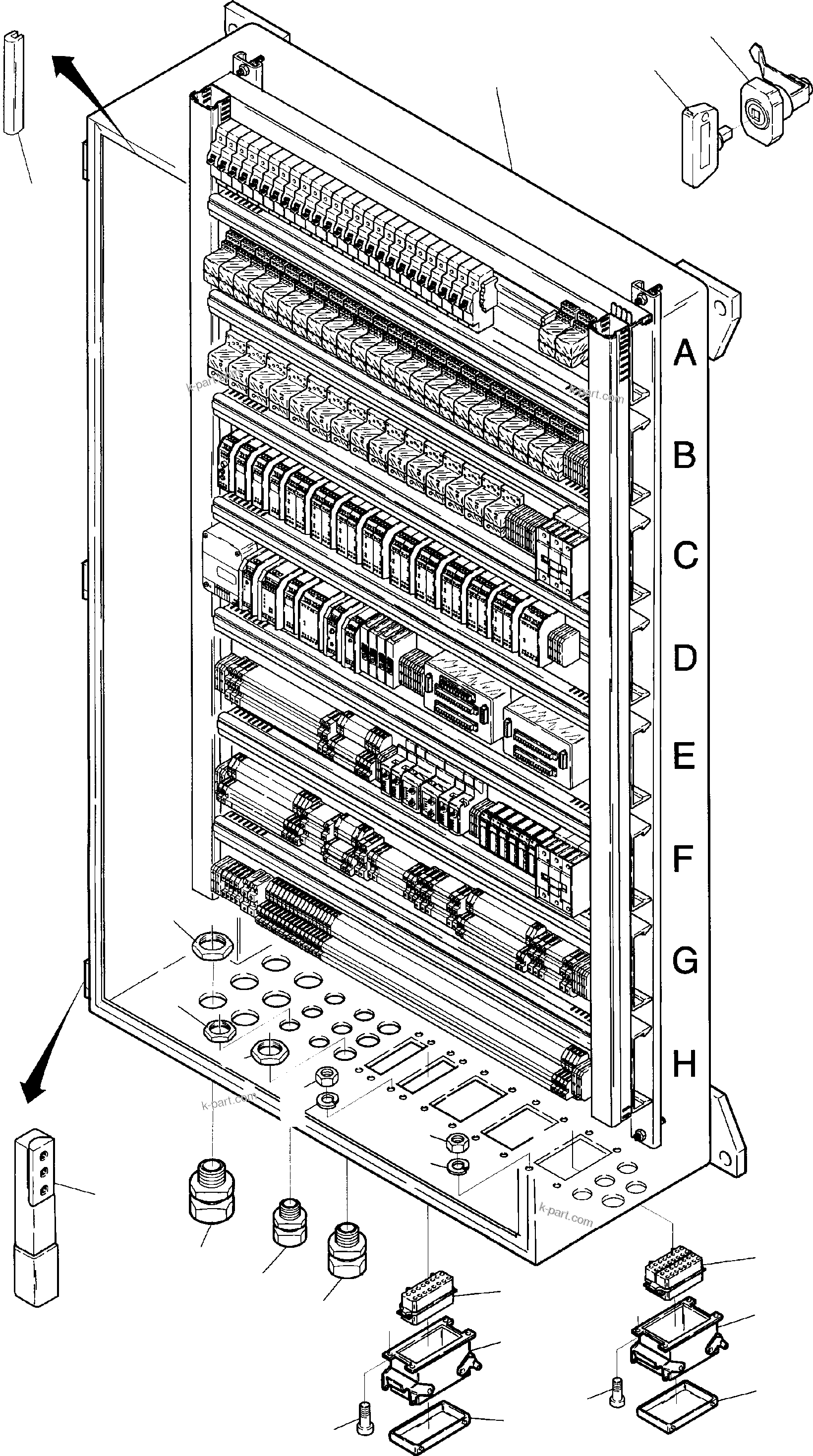 Komatsu parts book diagram for H285S S/N 78129: MAIN SWITCH BOX AT CAB SUPPORT