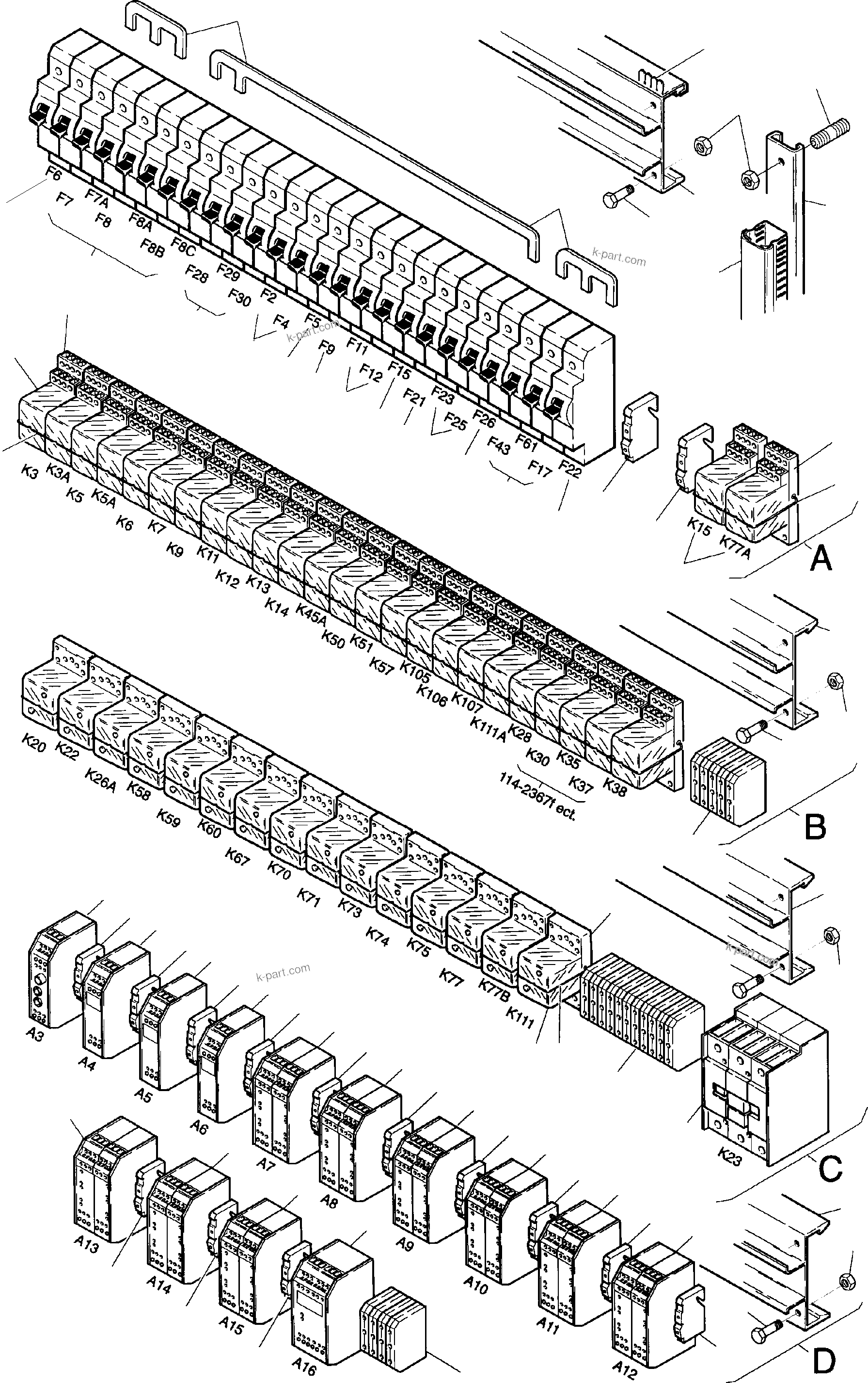 Komatsu parts book diagram for H285S S/N 78129: MAIN SWITCH BOX AT CAB SUPPORT