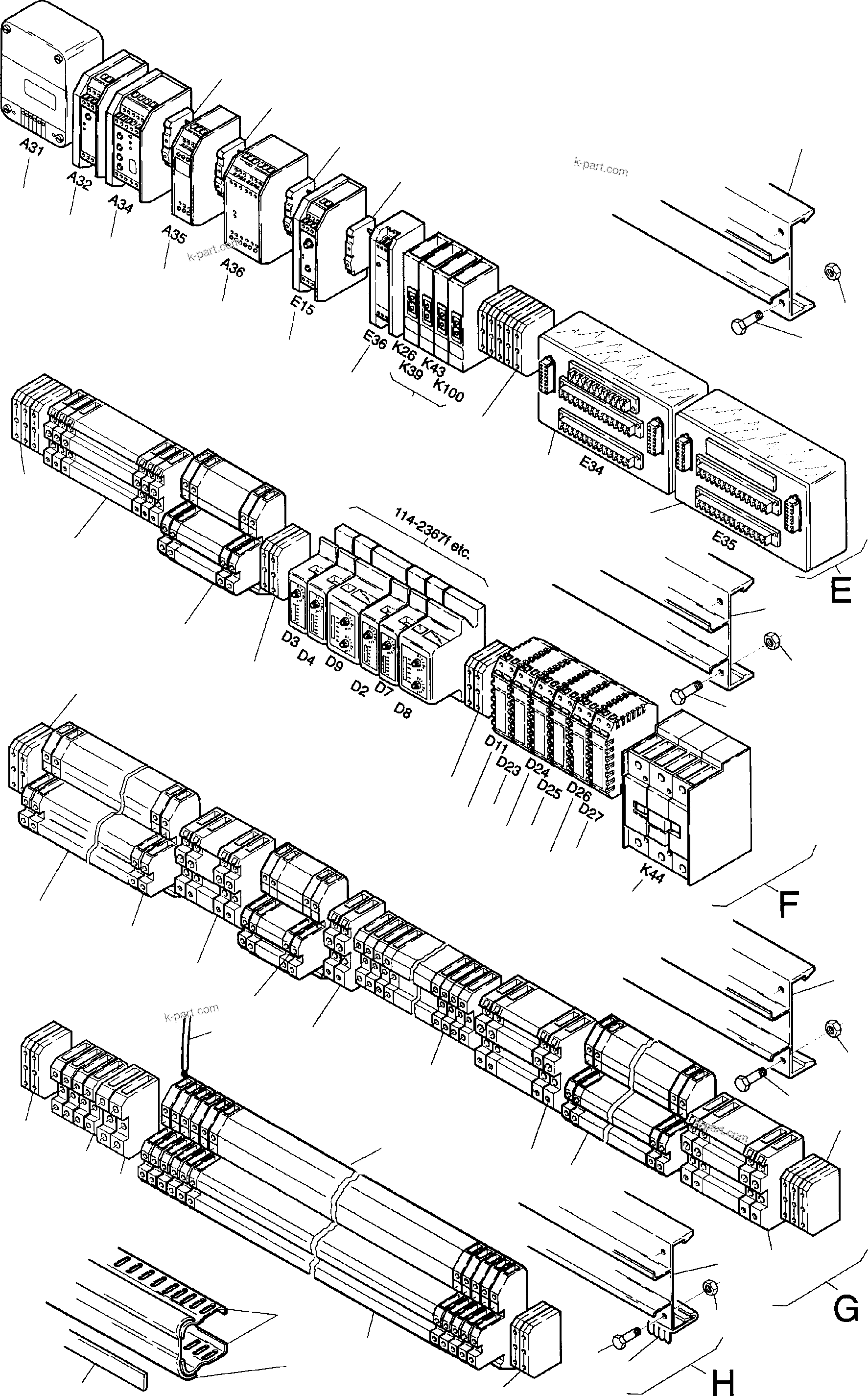 Komatsu parts book diagram for H285S S/N 78129: MAIN SWITCH BOX AT CAB SUPPORT
