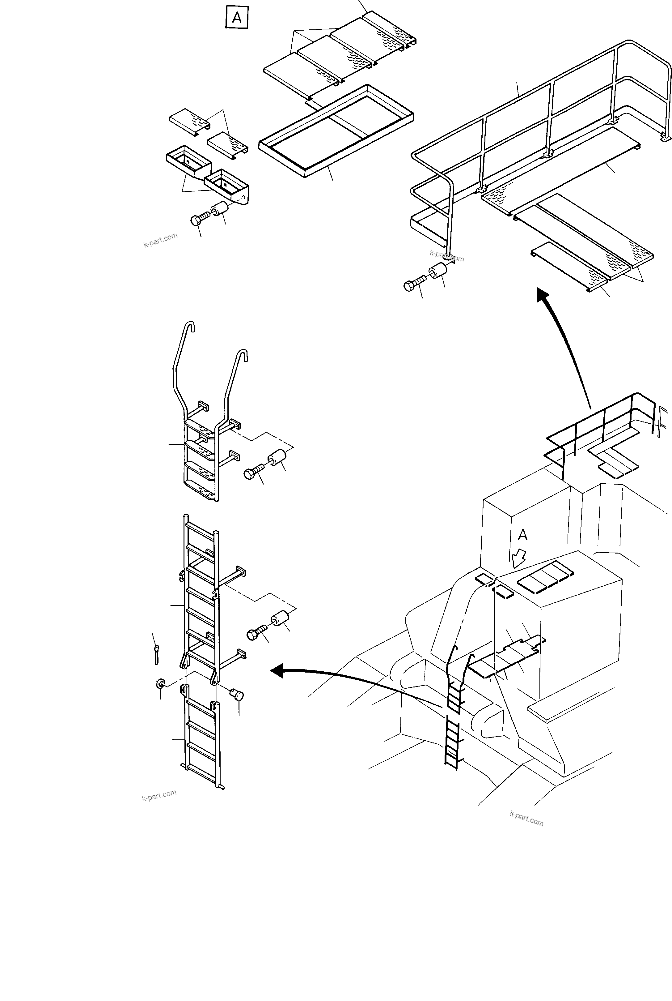 Komatsu parts book diagram for H285S S/N 78129: RAIL