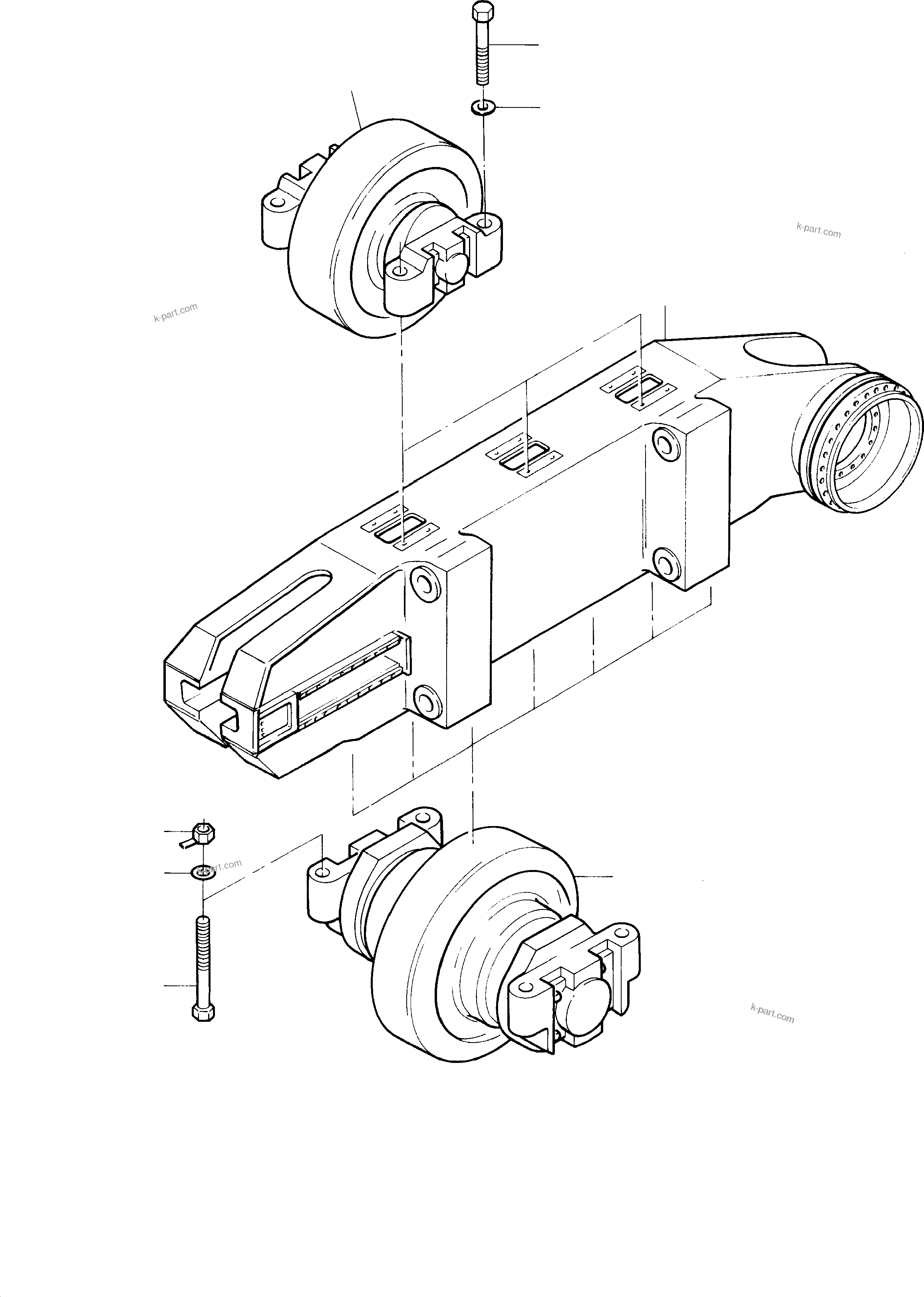 Komatsu parts book diagram for H285S S/N 78129: TRACK FRAME R.H. AND L.H., BOTTOM- AND ROLLER