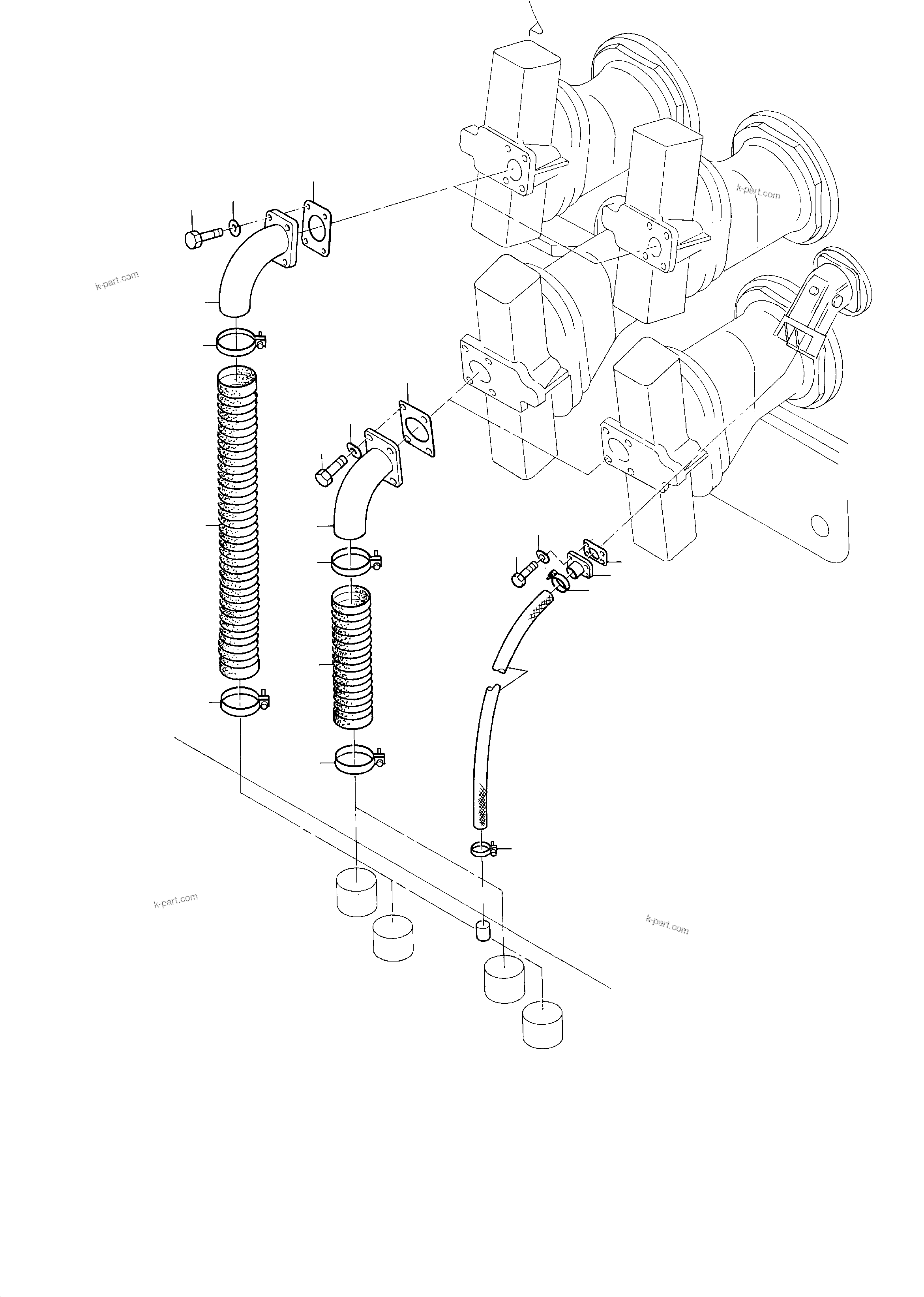 Komatsu parts book diagram for H285S S/N 78129: SUCTION LINES (SERIES