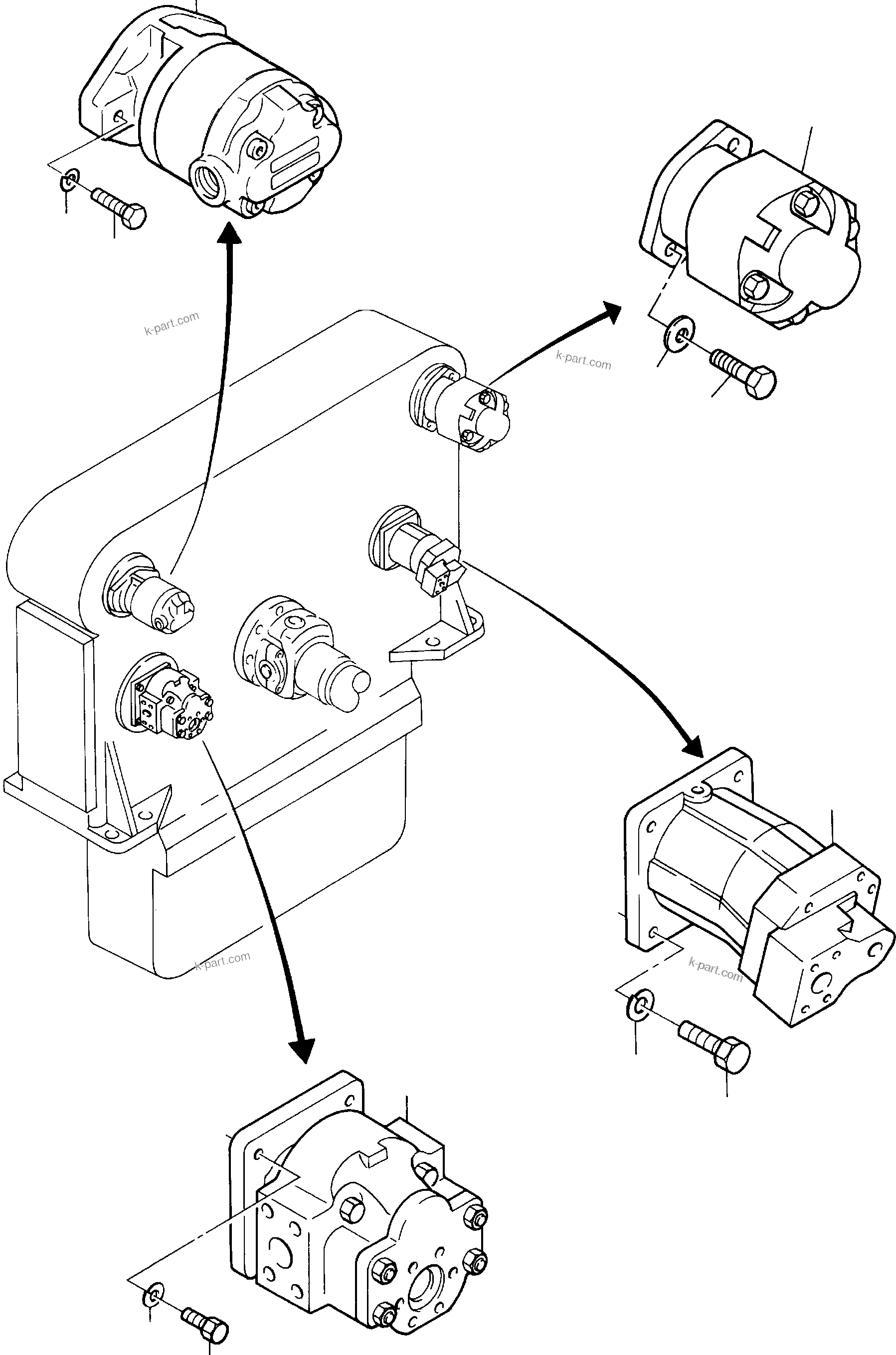 Komatsu parts book diagram for H285S S/N 78129: PUMPS, MOUNTING