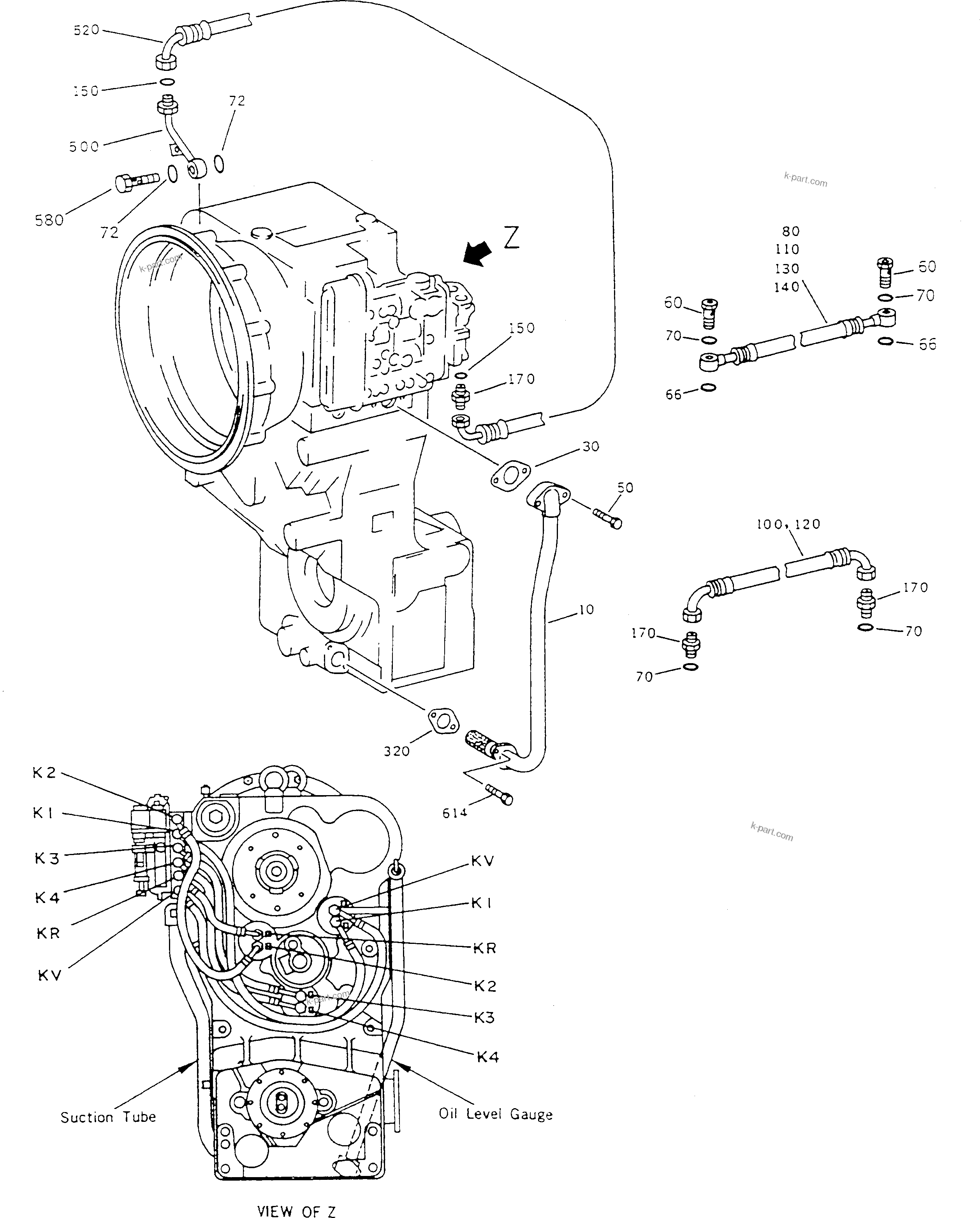 Komatsu parts book diagram for HA250-3 S/N 303001-UP (ZF Transmission Installed): PIPING SYSTEM(#303028-303071)