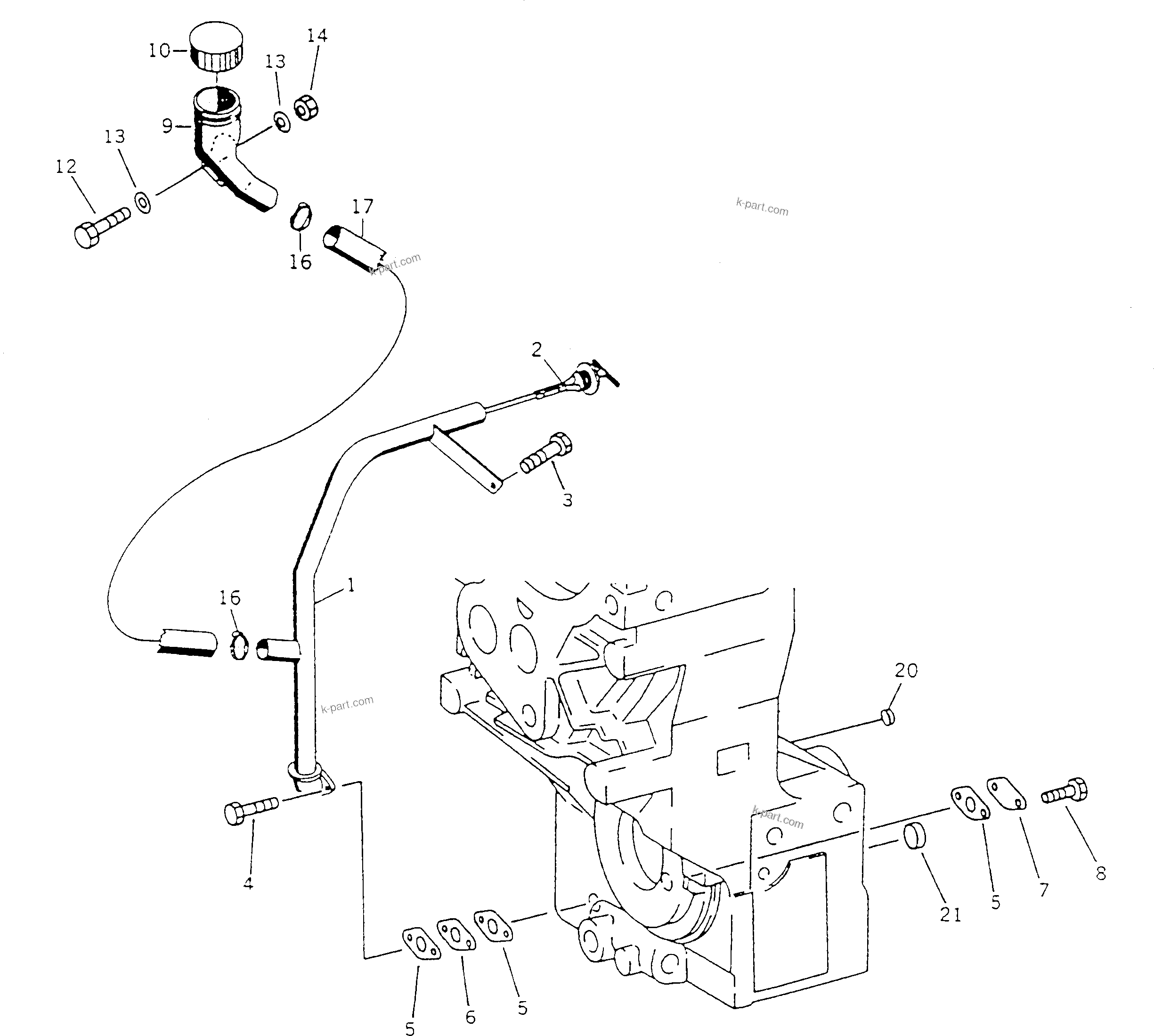 Komatsu parts book diagram for HA250-3 S/N 303001-UP (ZF Transmission Installed): TRANSMISSION OIL DIPSTICK(#303001-303071)