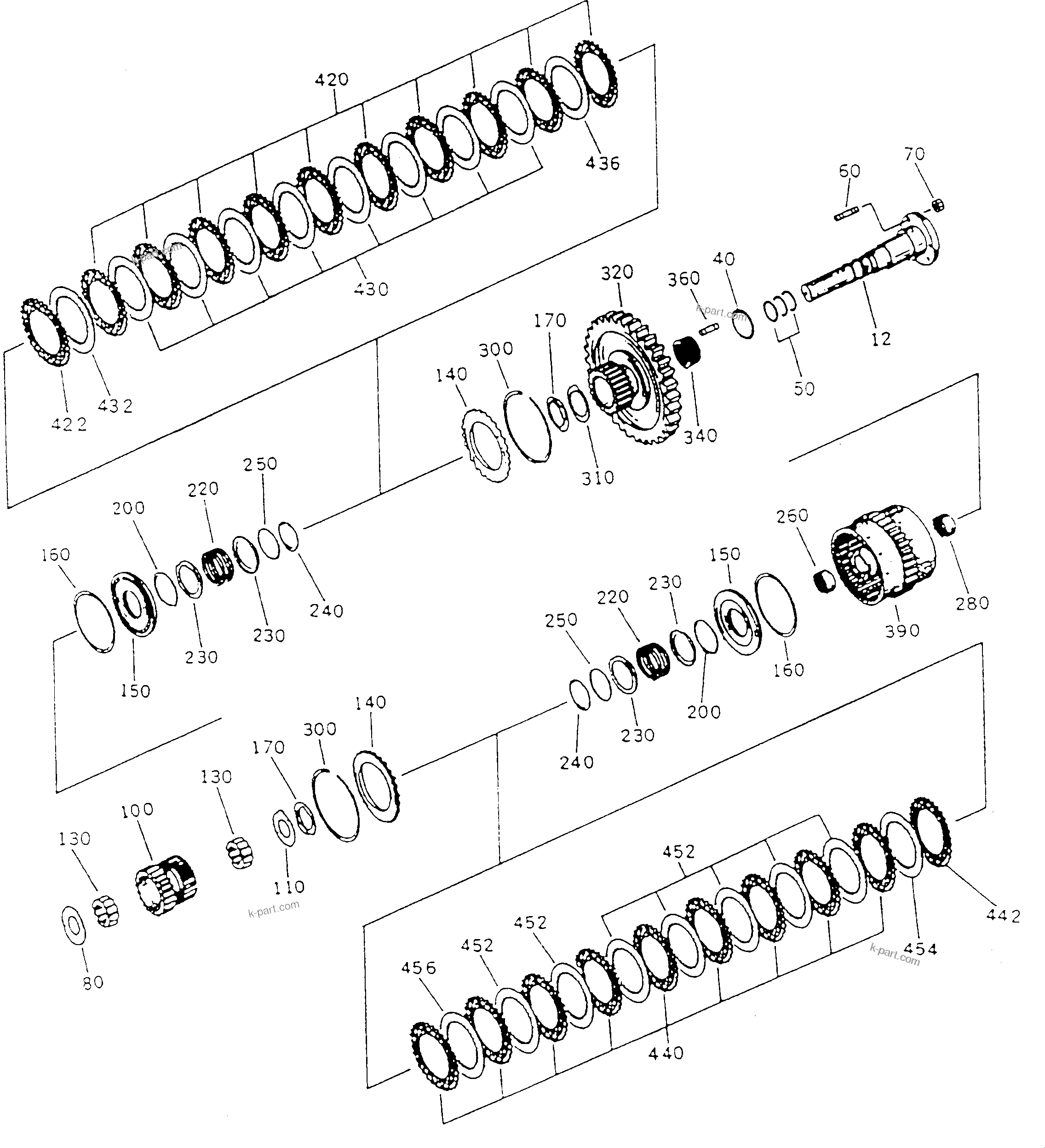 Komatsu parts book diagram for HA250-3 S/N 303001-UP (ZF Transmission Installed): CLUTCH ASS'Y ? (K4 + K3)(#303028-303071)
