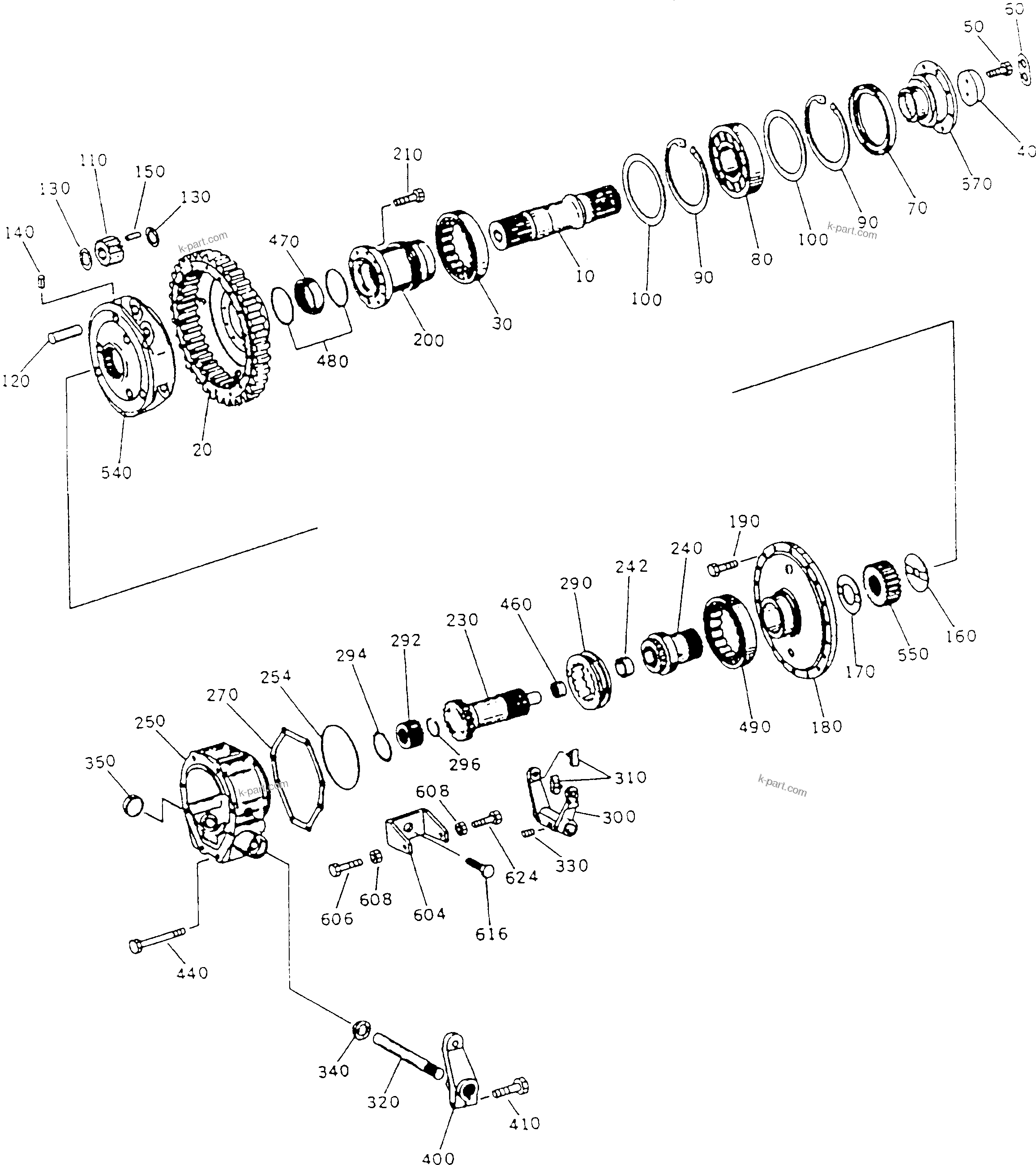 Komatsu parts book diagram for HA250-3 S/N 303001-UP (ZF Transmission Installed): INTER AXLE DIFFERENTIAL(#303072-)