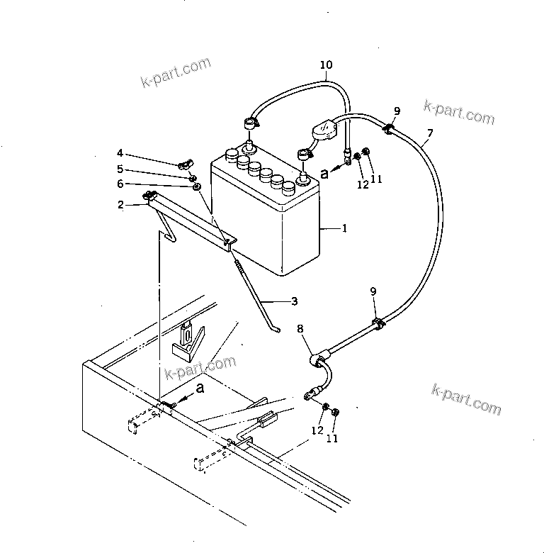 Komatsu parts book diagram for HD20-1 S/N 00001-UP: BATTERY AND CABLE