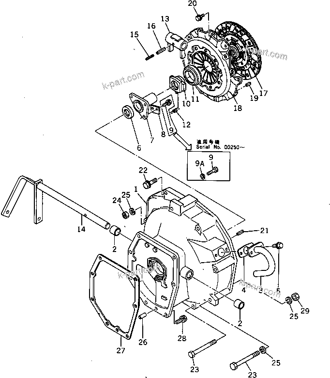 Komatsu parts book diagram for HD20-1 S/N 00001-UP: MAIN CLUTCH