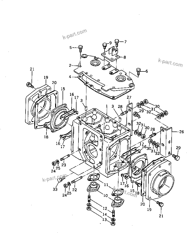Komatsu parts book diagram for HD20-1 S/N 00001-UP: STEERING CLUTCH (CASE) (1/2)