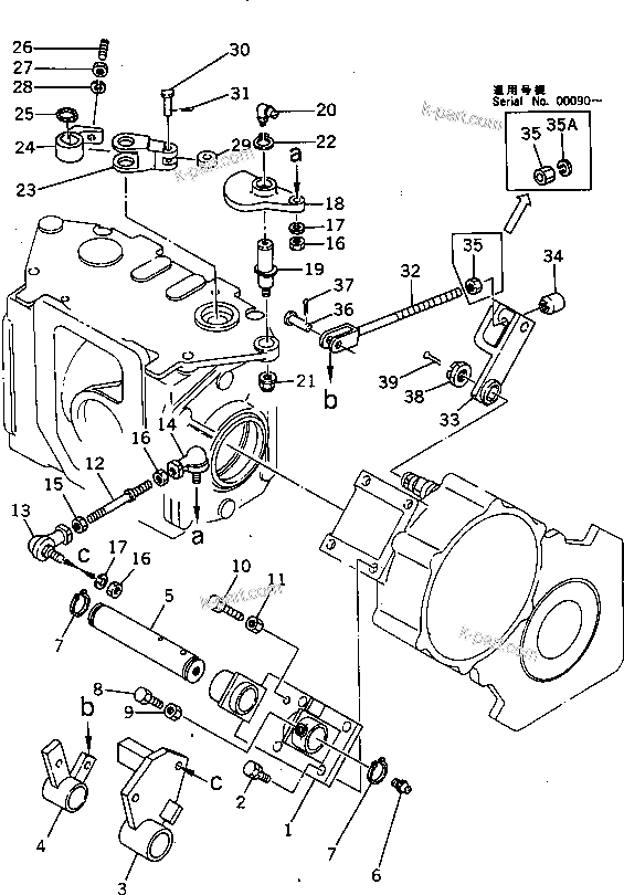 Komatsu parts book diagram for HD20-1 S/N 00001-UP: STEERING CONTROL LEVER AND LINKAGE (2/2)
