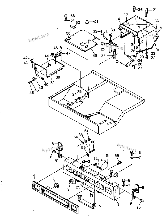 Komatsu parts book diagram for HD20-1 S/N 00001-UP: GUARD AND BONNET(#00220-)