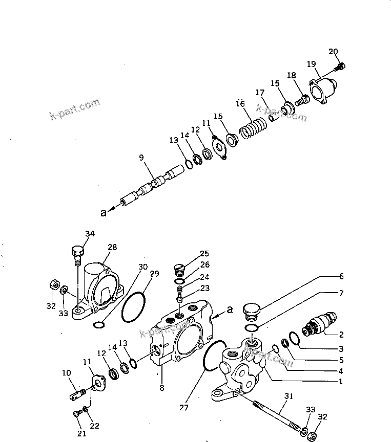 Komatsu parts book diagram for HD20-1 S/N 00001-UP: DUMP CONTROL VALVE