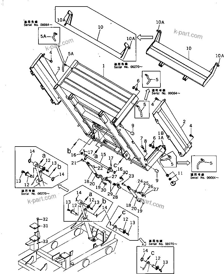 Komatsu parts book diagram for HD20-1 S/N 00001-UP: DUMP BODY