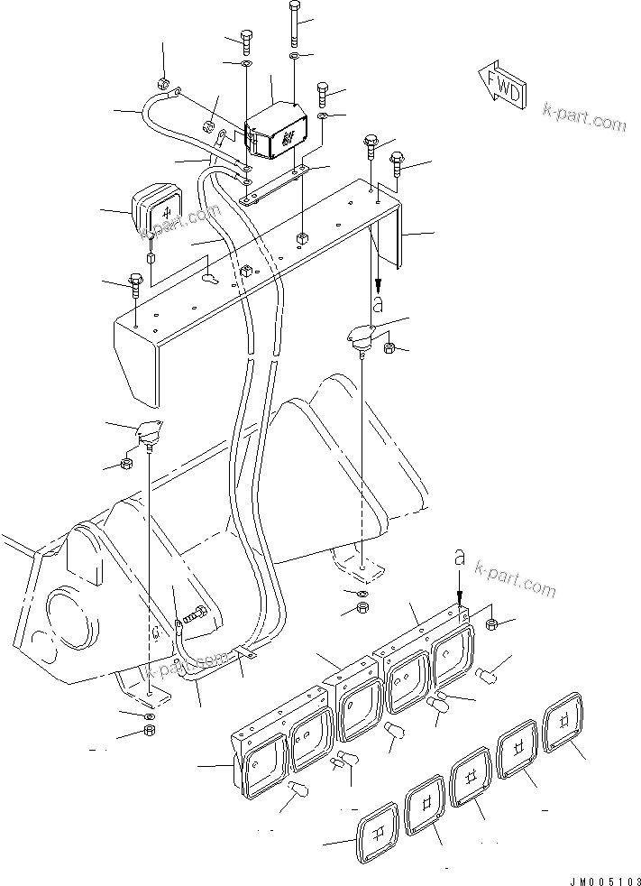 Komatsu parts book diagram for HD255-5 S/N 1001-UP: REAR LAMP(#1693-)