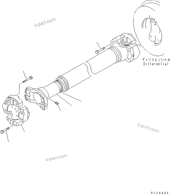 Komatsu parts book diagram for HD255-5 S/N 1001-UP: REAR PROPELLER SHAFT
