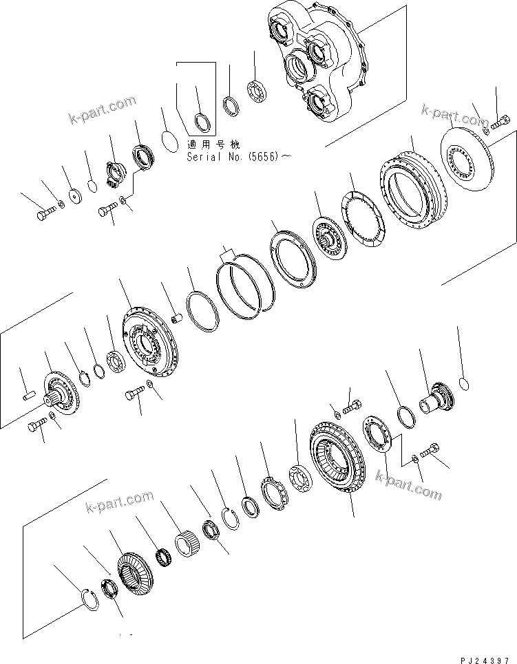 Komatsu parts book diagram for HD255-5 S/N 1001-UP: TORQUE CONVERTER (1/2) (BARE ? INPUT AND DRIVE CASE)