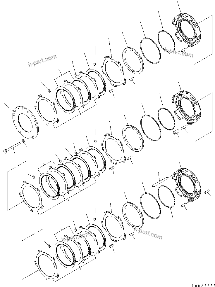 Komatsu parts book diagram for HD255-5 S/N 1001-UP: TRANSMISSION (1/8) (1ST ? REVERSE AND 2ND HOUSING)