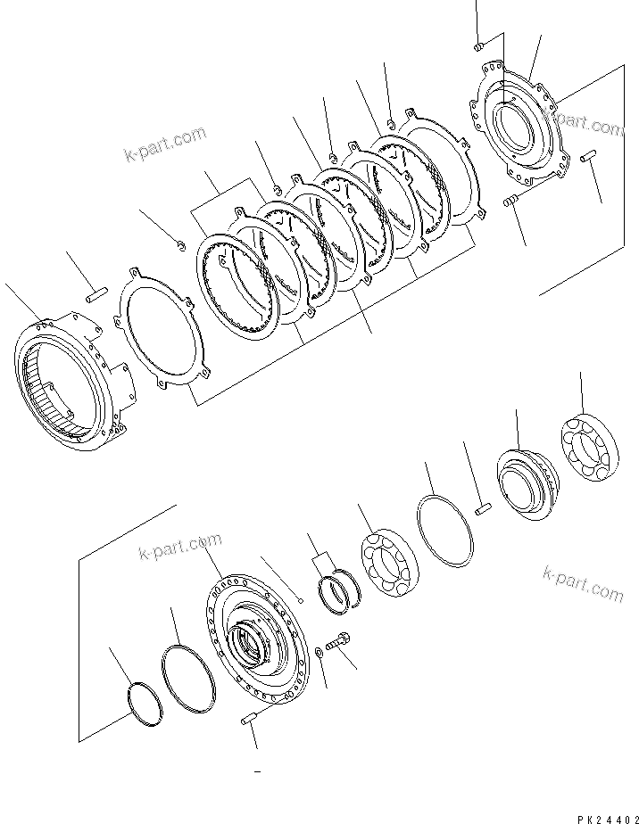 Komatsu parts book diagram for HD255-5 S/N 1001-UP: TRANSMISSION (4/8) (LOW HOUSING)