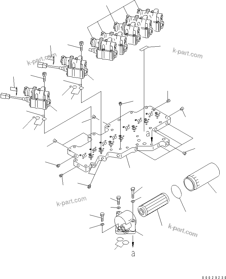 Komatsu parts book diagram for HD255-5 S/N 1001-UP: TRANSMISSION CONTROL VALVE