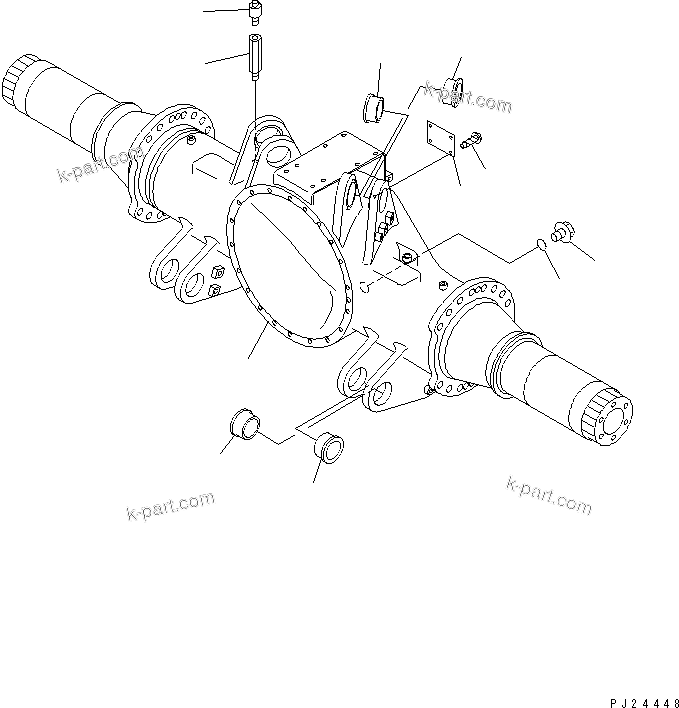 Komatsu parts book diagram for HD255-5 S/N 1001-UP: REAR AXLE (REAR AXLE HOUSING) (FOR AUTO LUBRICATION)(#1312-1600)