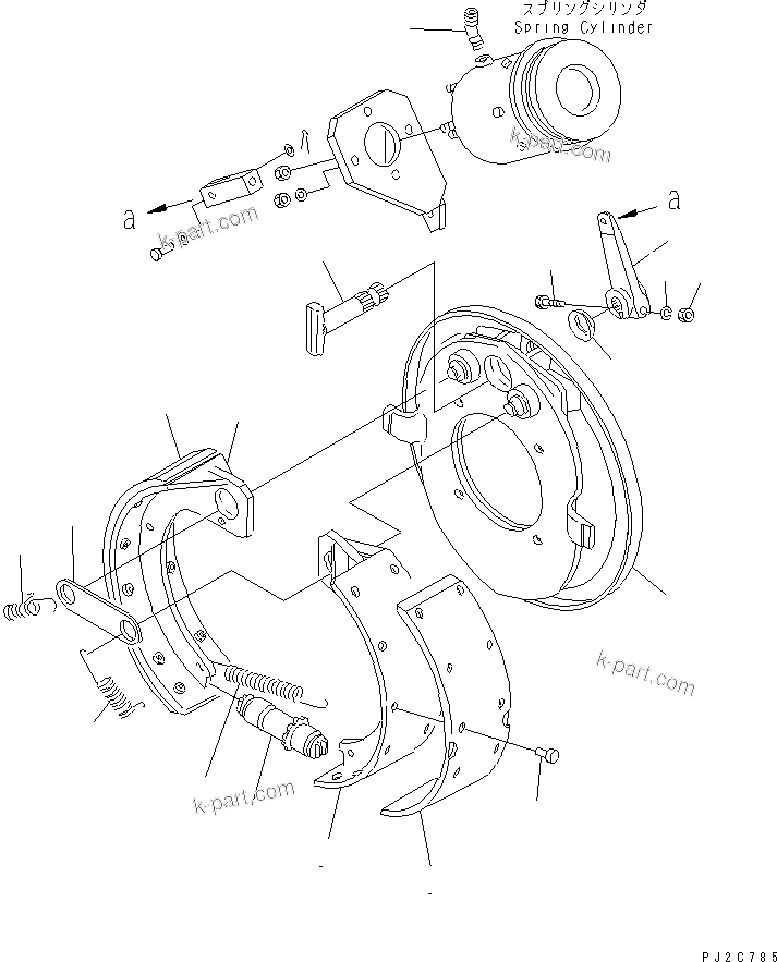 Komatsu parts book diagram for HD255-5 S/N 1001-UP: REAR AXLE (PARKING BRAKE) (1/2)(#1312-)