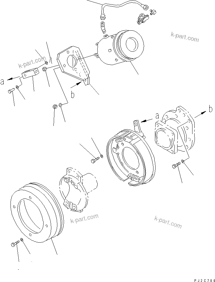 Komatsu parts book diagram for HD255-5 S/N 1001-UP: REAR AXLE (PARKING BRAKE) (2/2)(#1312-)