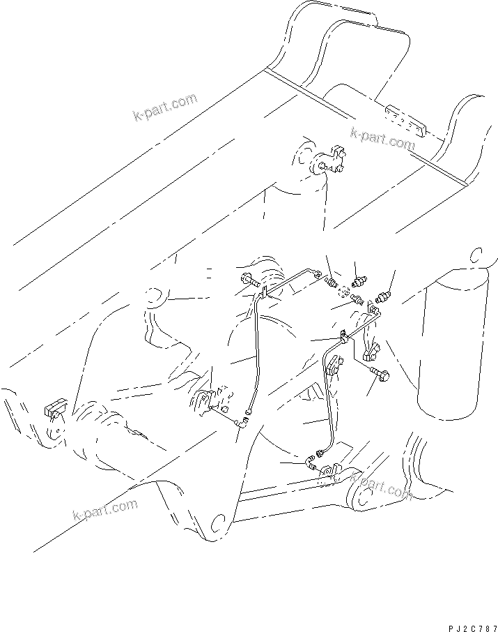 Komatsu parts book diagram for HD255-5 S/N 1001-UP: REAR AXLE (LUBRICATION TUBE)(#1312-)