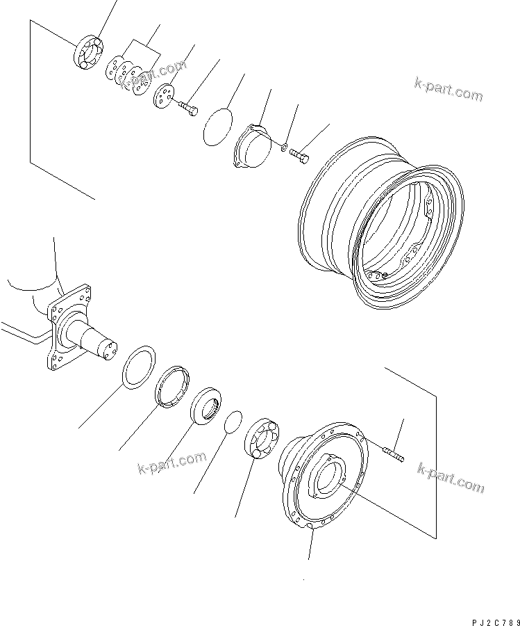 Komatsu parts book diagram for HD255-5 S/N 1001-UP: FRONT AXLE (LEFT HAND) (1/6) (FRONT AXLE)(#1312-)