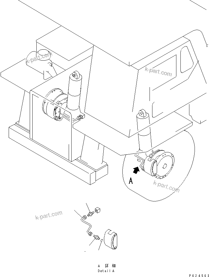 Komatsu parts book diagram for HD255-5 S/N 1001-UP: FRONT AXLE (LEFT HAND) (4/7) (BRAKE PIPING)(#1001-1311)