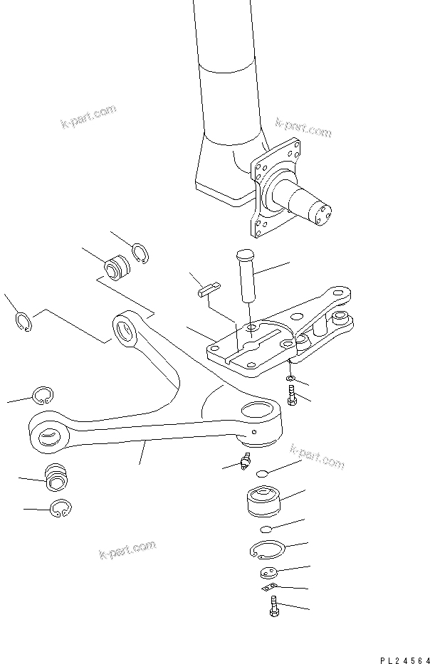 Komatsu parts book diagram for HD255-5 S/N 1001-UP: FRONT AXLE (LEFT HAND) (5/6) (ARM LEVER)(#1312-)