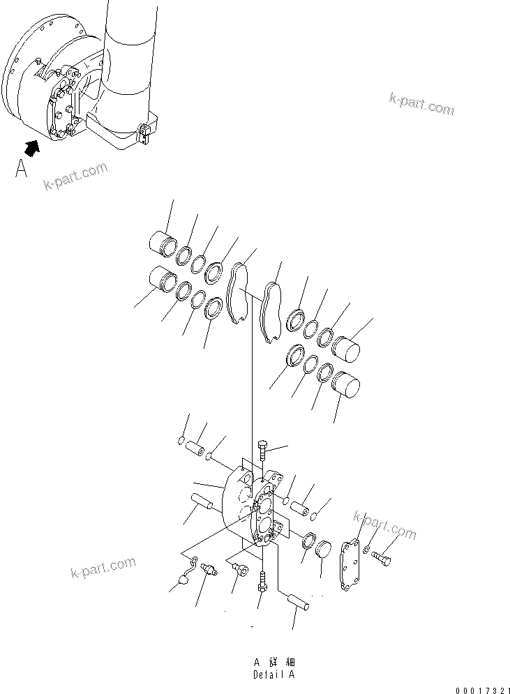 Komatsu parts book diagram for HD255-5 S/N 1001-UP: FRONT AXLE (RIGHT HAND) (2/6) (FRONT BRAKE ASSEMBLY)(#1312-)