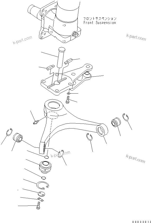 Komatsu parts book diagram for HD255-5 S/N 1001-UP: FRONT AXLE (RIGHT HAND) (5/6) (ARM LEVER)(#1312-)