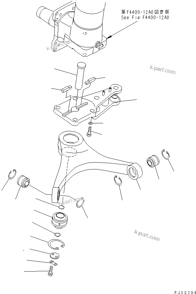 Komatsu parts book diagram for HD255-5 S/N 1001-UP: FRONT AXLE (RIGHT HAND) (5/6) (ARM LEVER) (FOR AUTO LUBRICATION)(#1312-)