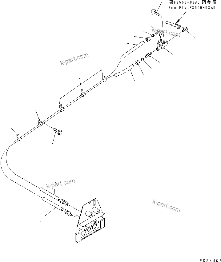 Komatsu parts book diagram for HD255-5 S/N 1001-UP: AIR PIPING (PARKING BRAKE LINE)(#1001-1200)