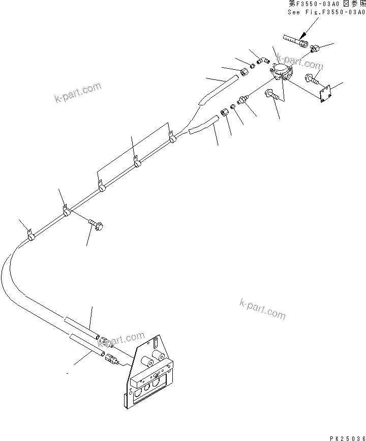 Komatsu parts book diagram for HD255-5 S/N 1001-UP: AIR PIPING (PARKING BRAKE LINE) (FOR EMERGENCY BRAKE)(#1001-1200)